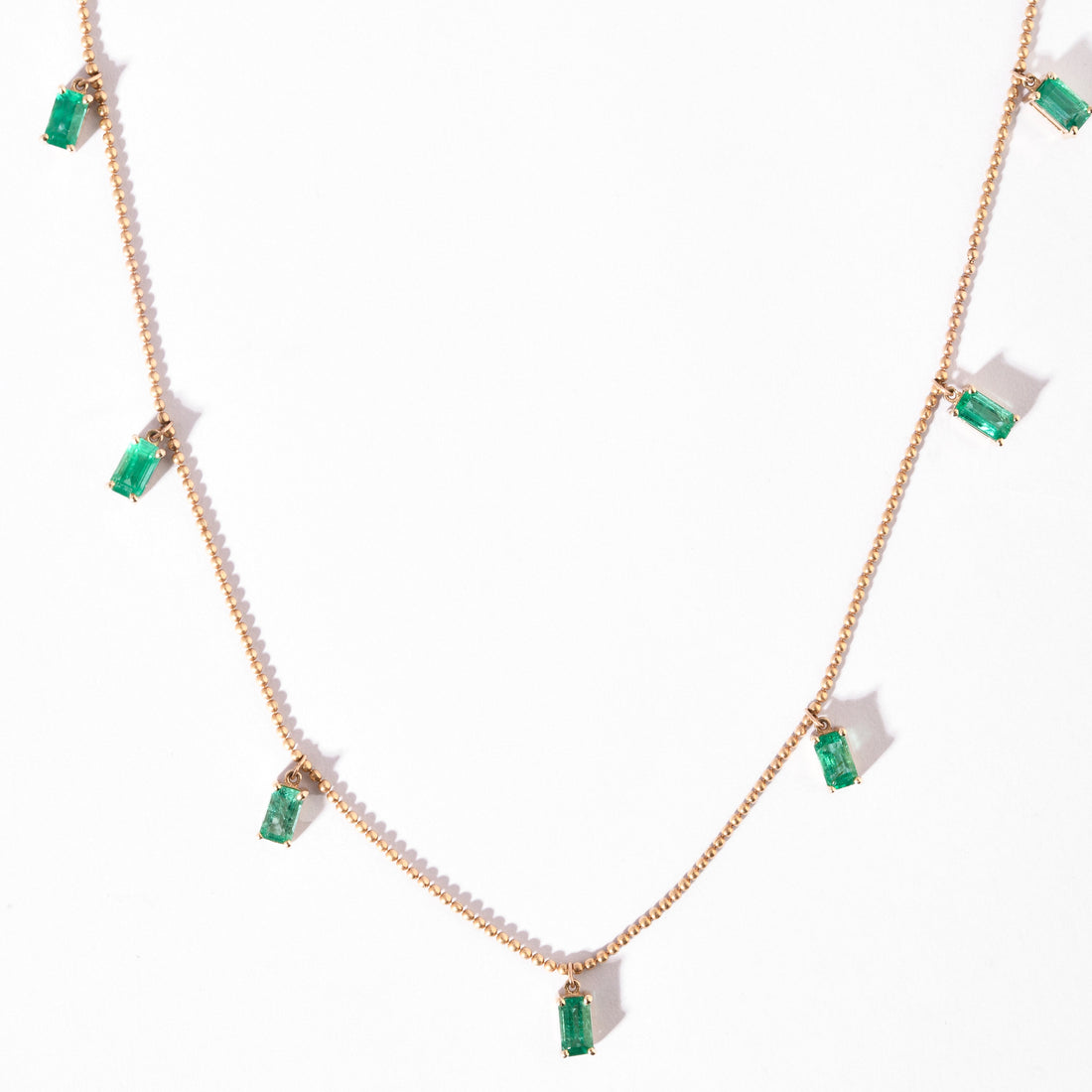 Emerald Baguette Link Chain Necklace