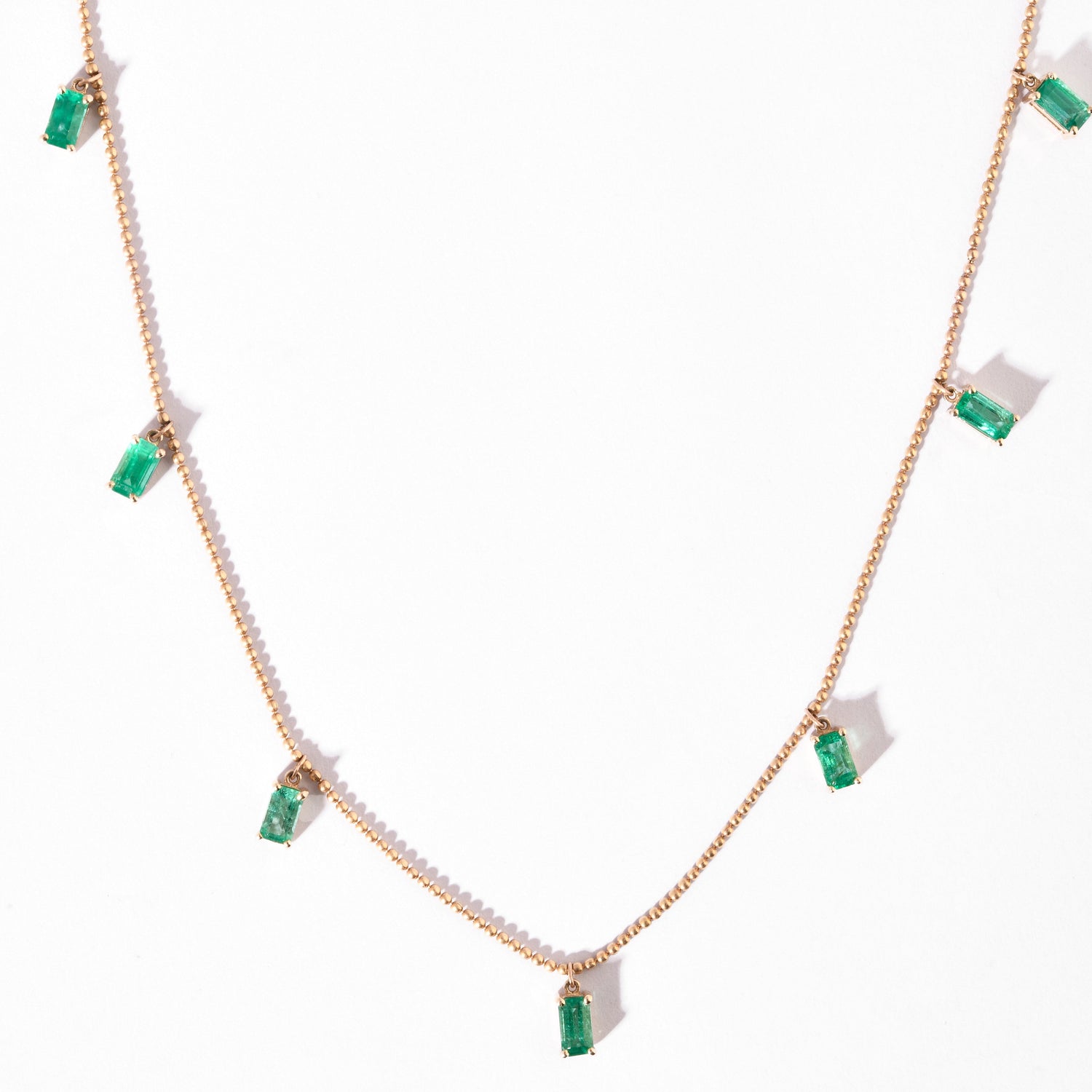 Emerald Baguette Link Chain Necklace