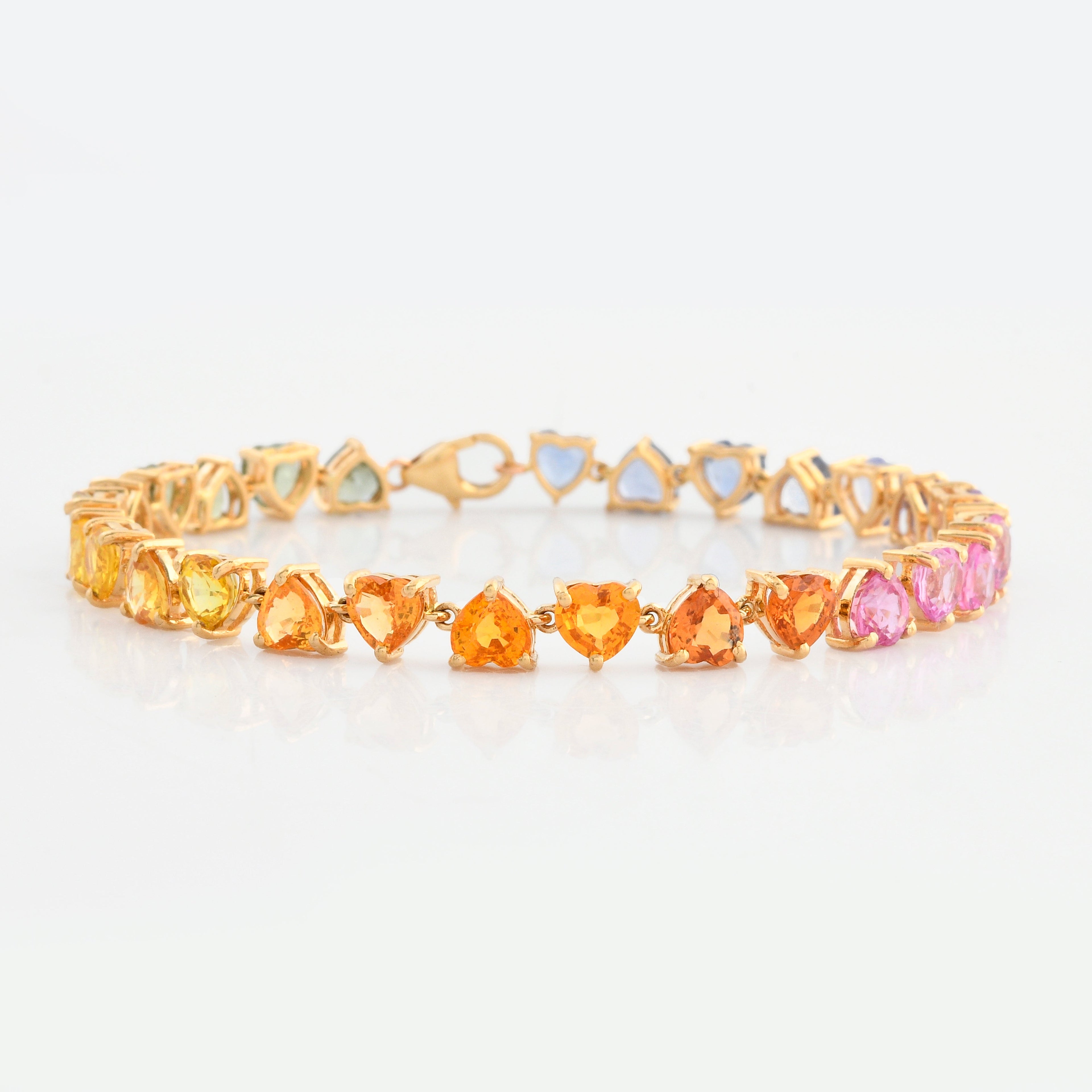 Rainbow Sapphire Mixed Heart Bracelet