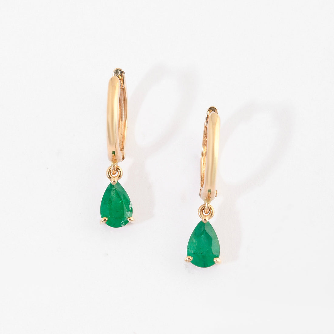 Emerald Pear Hoop Earrings