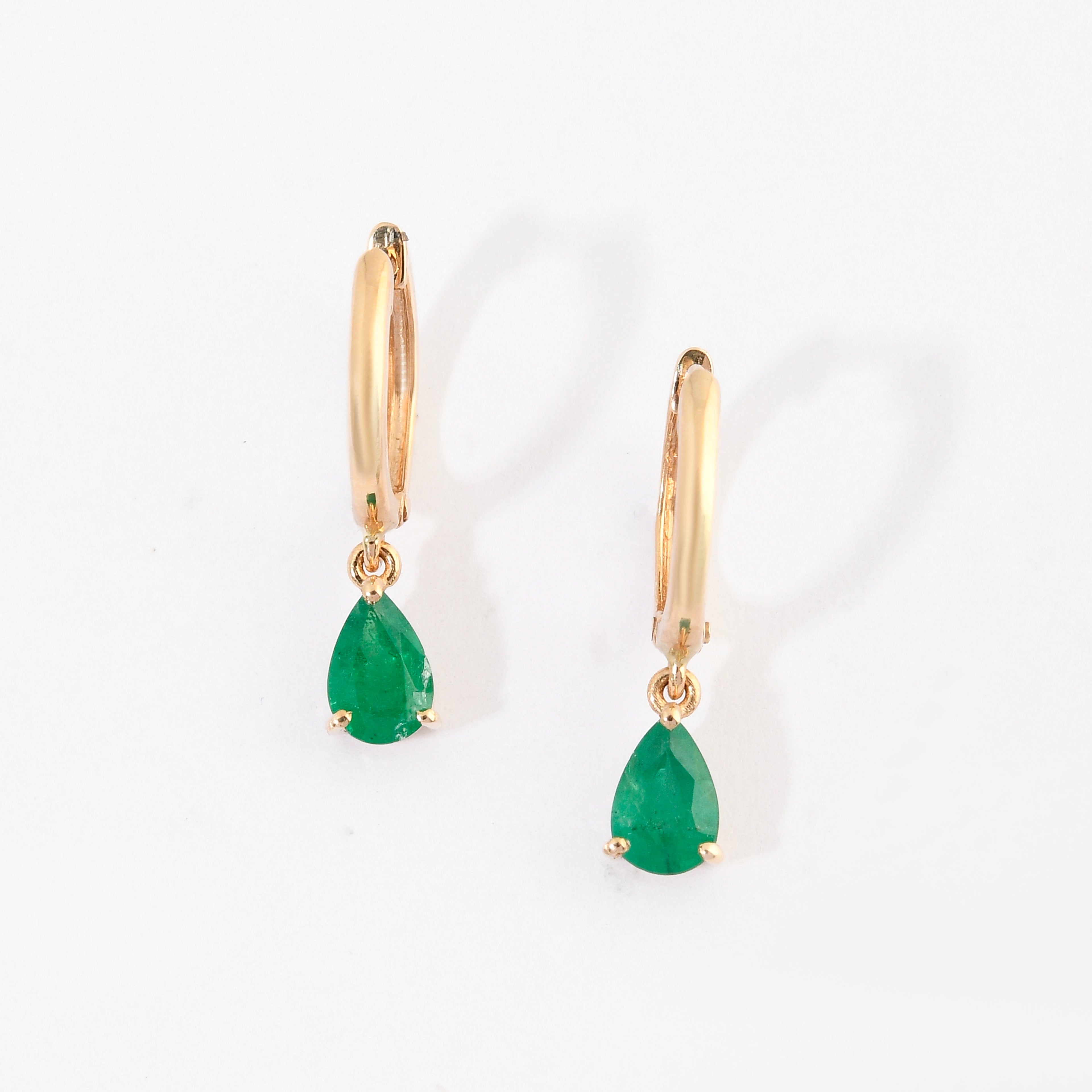 Emerald Pear Hoop Earrings