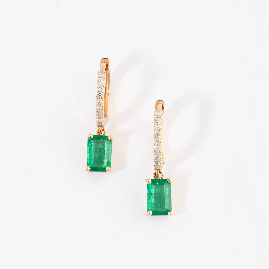 Emerald &amp; Diamond Hoop Earrings