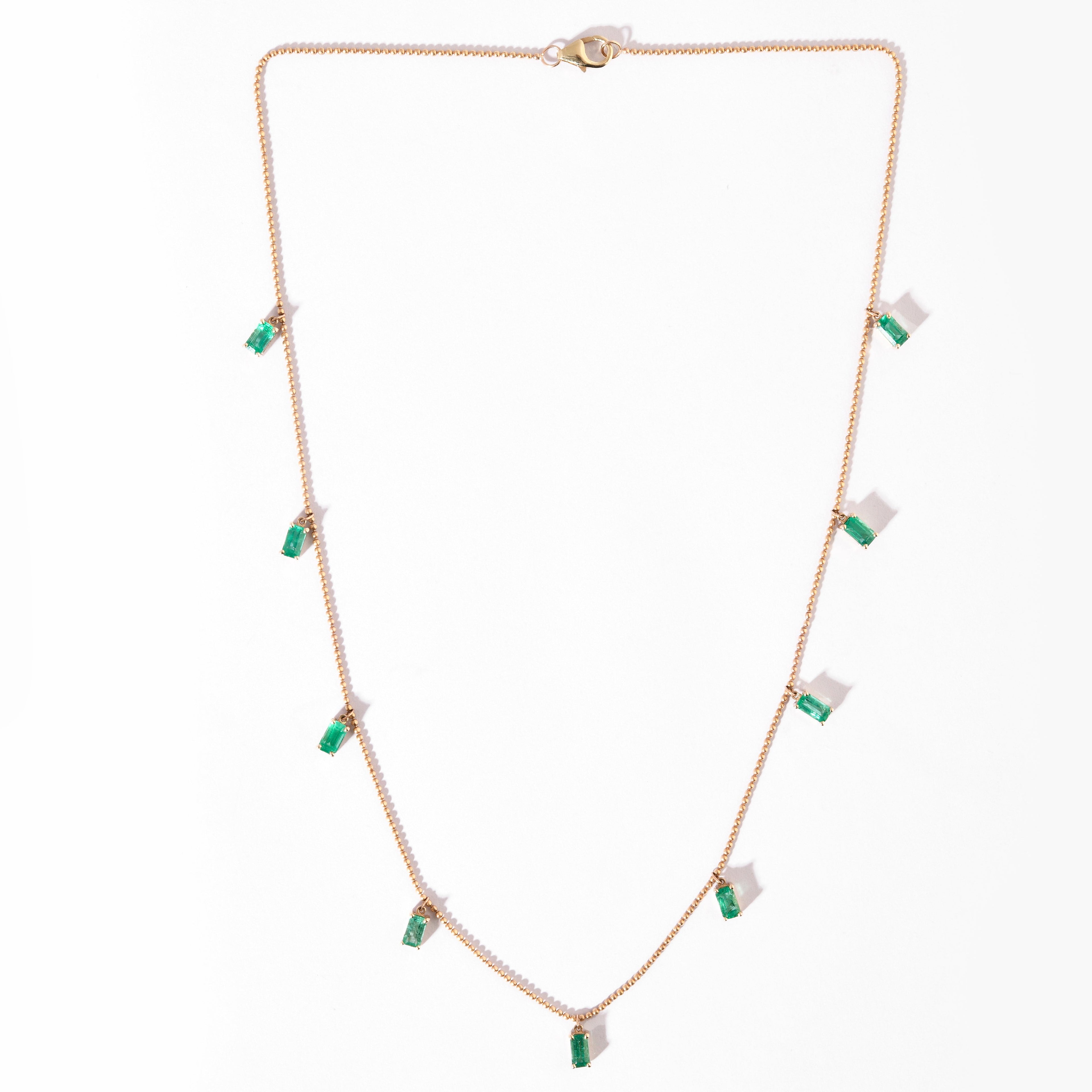 Emerald Baguette Link Chain Necklace