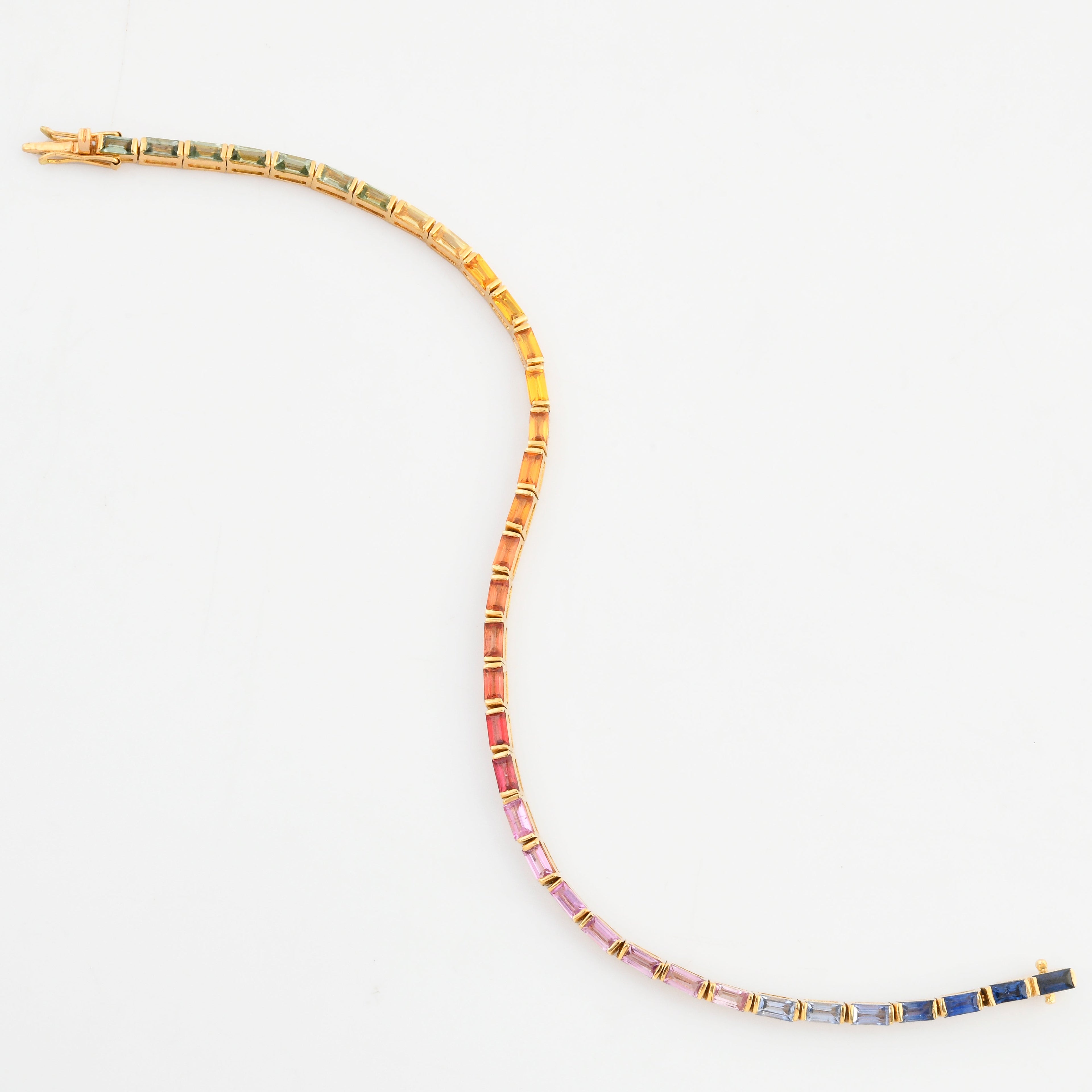 Rainbow Sapphire Baguette Tennis Bracelet