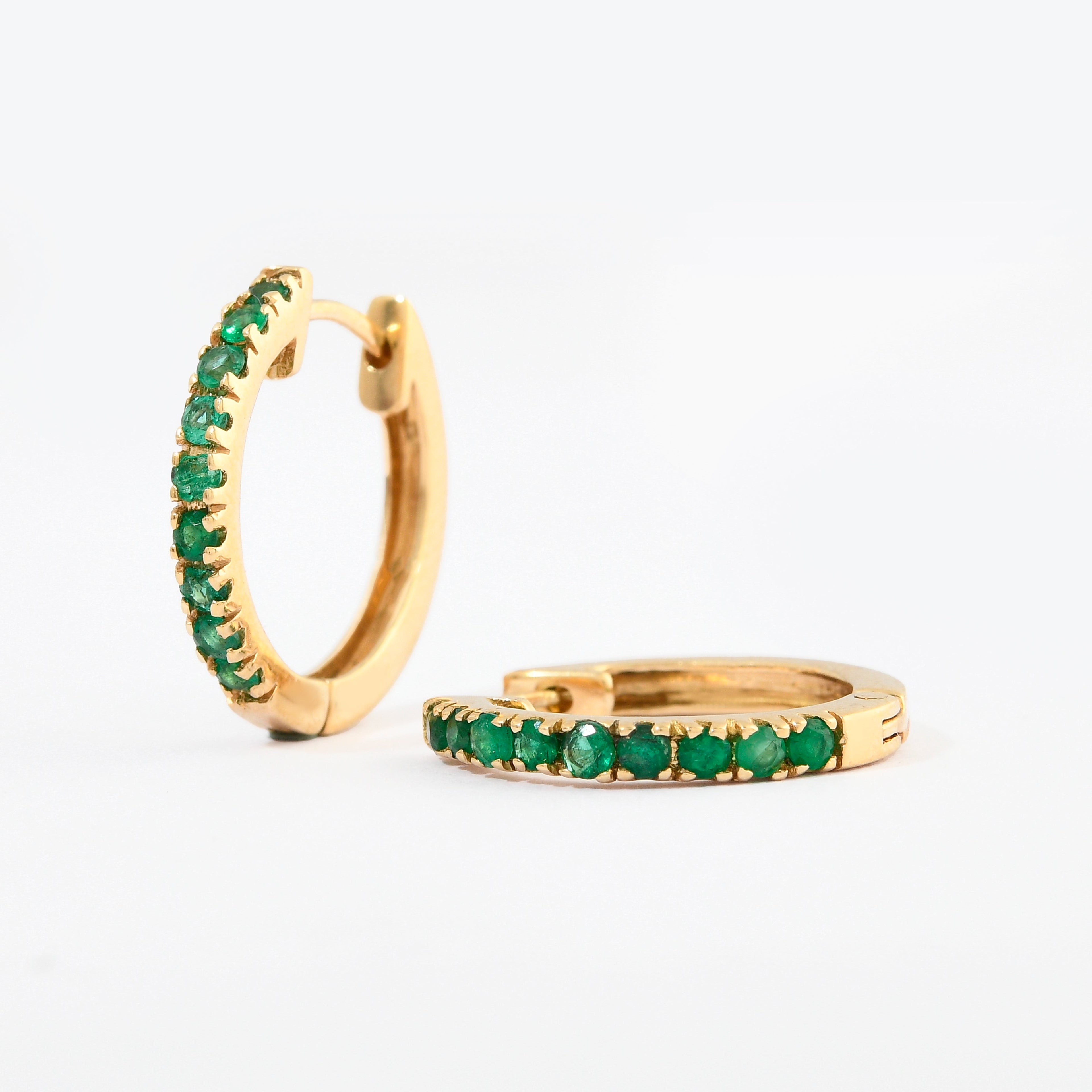 Emerald Round Hoop Earrings