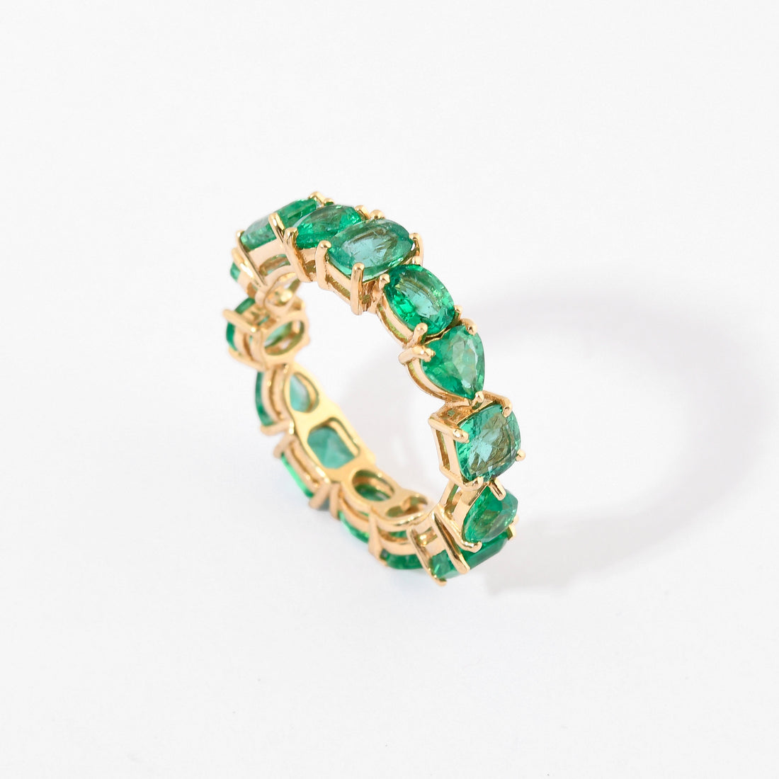 Emerald Mixed Shapes Eternity Band