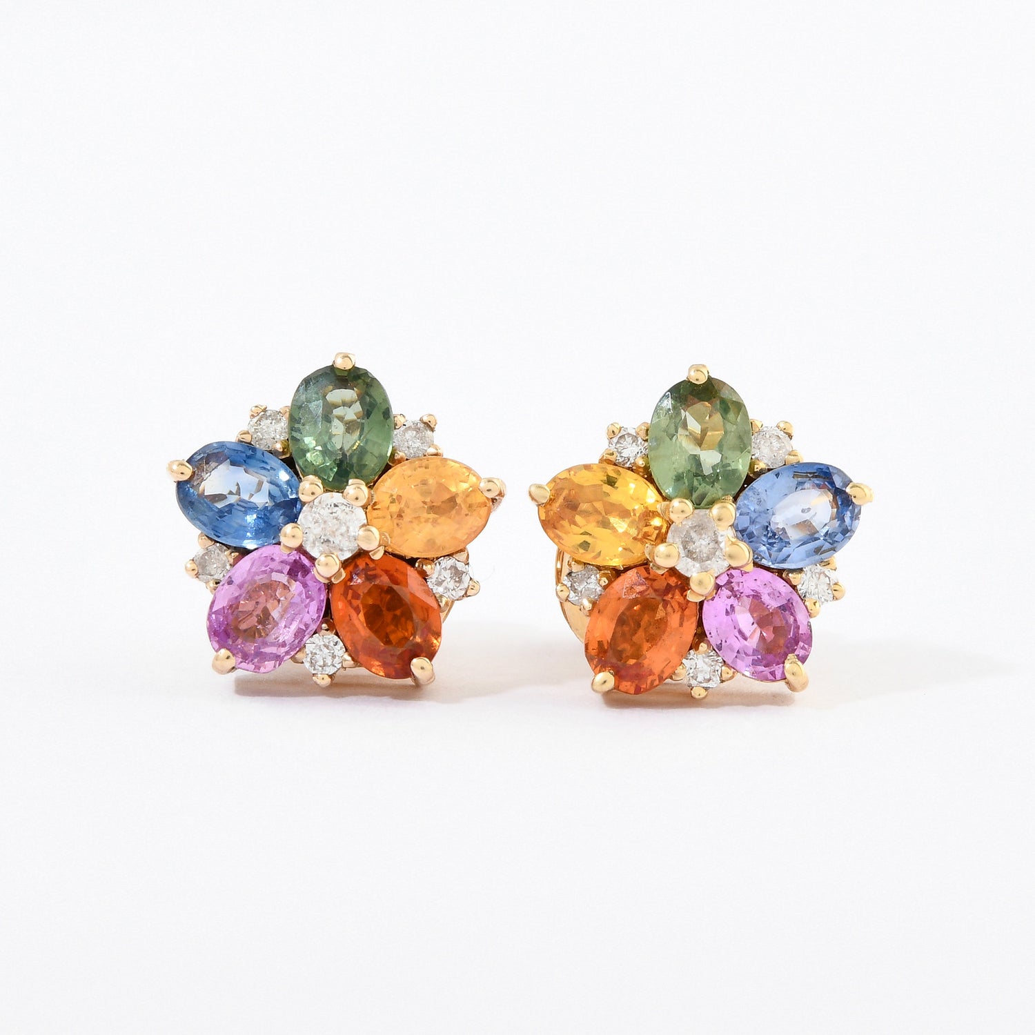 Rainbow Sapphire &amp; Diamond Fiore Studs