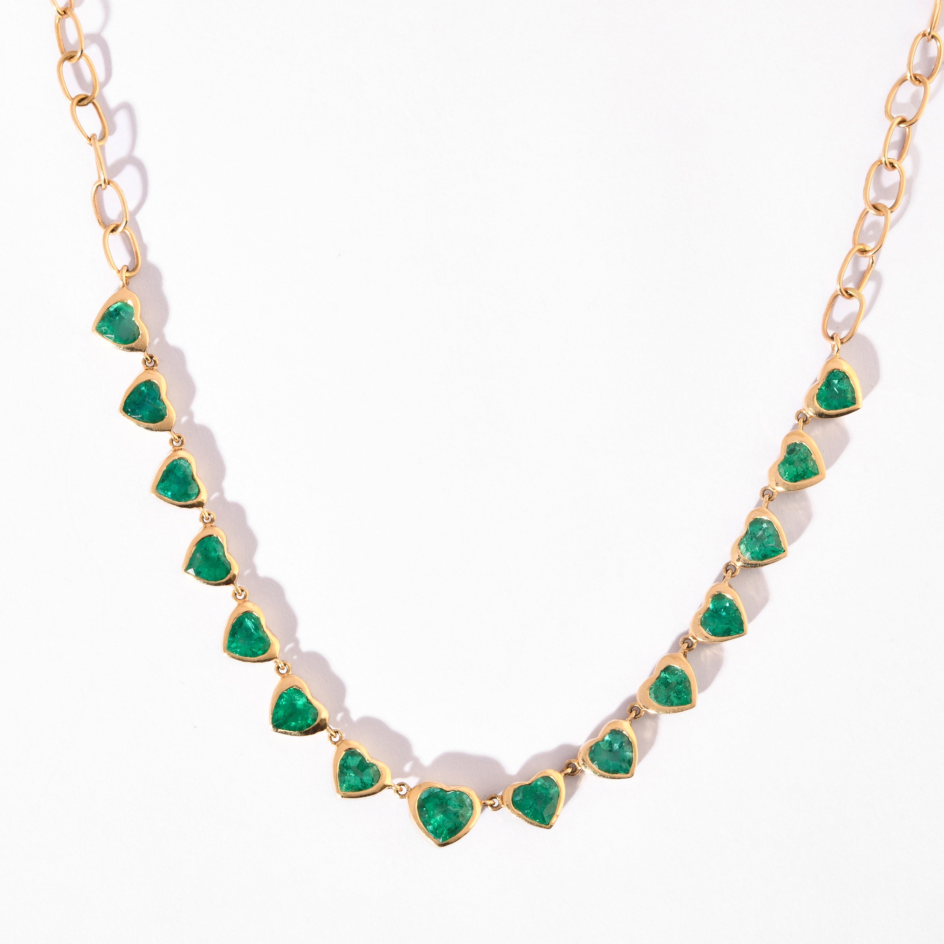 Emerald Chain Heart Necklace