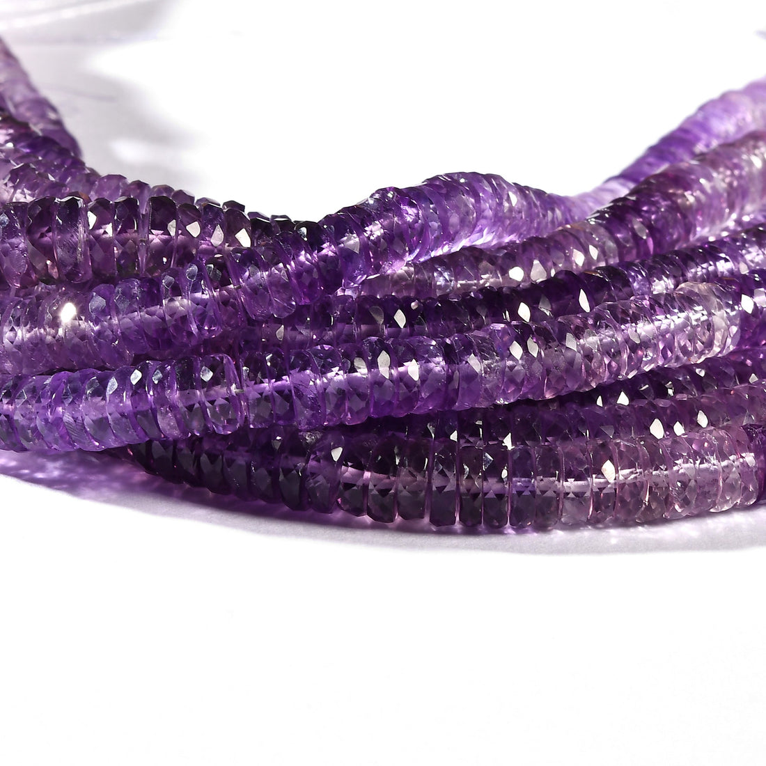 AMETHYST GRADIENT HEISHI 6.5-7 MM - 1 STRAND - 20 CM