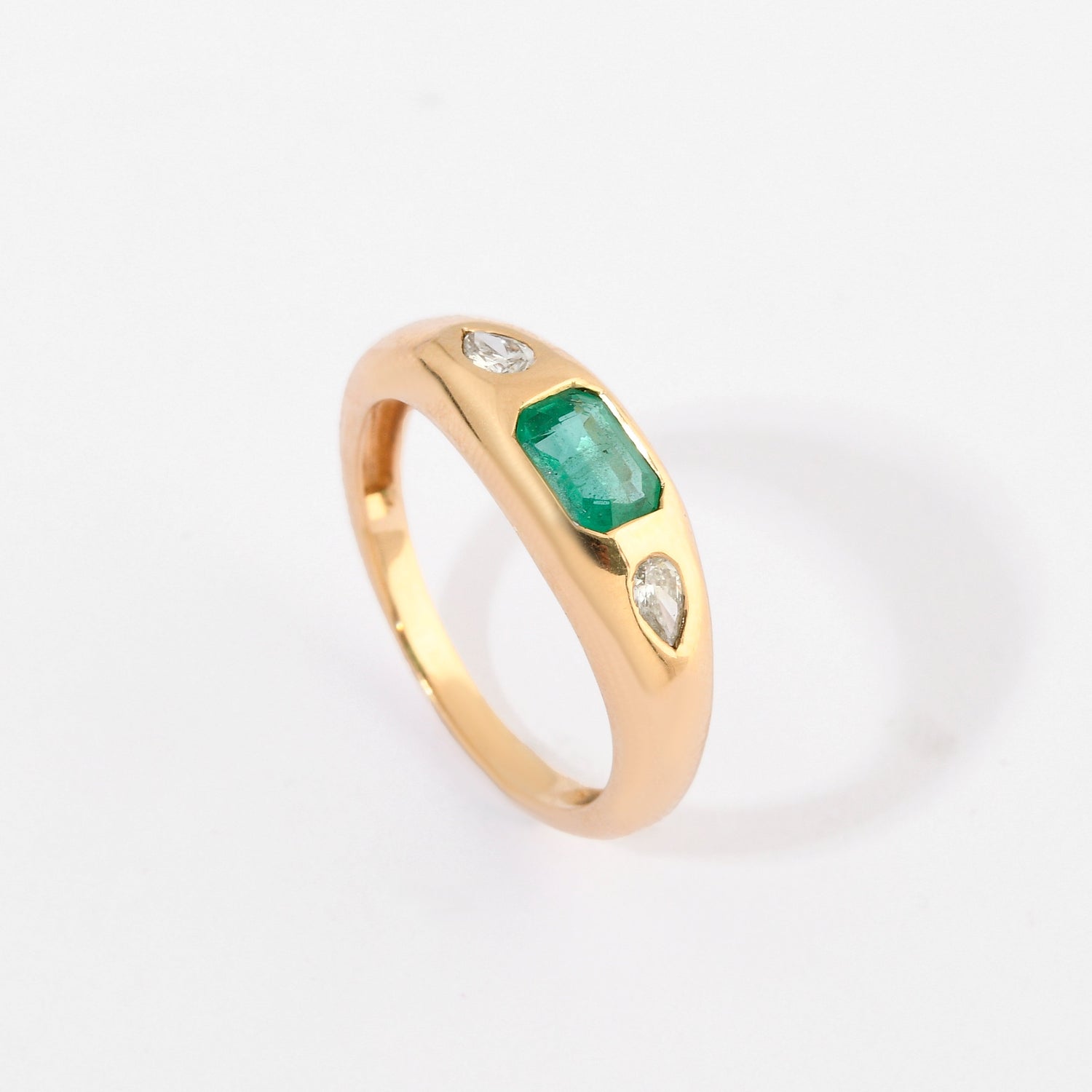 Emerald &amp; Diamond Chunky Ring