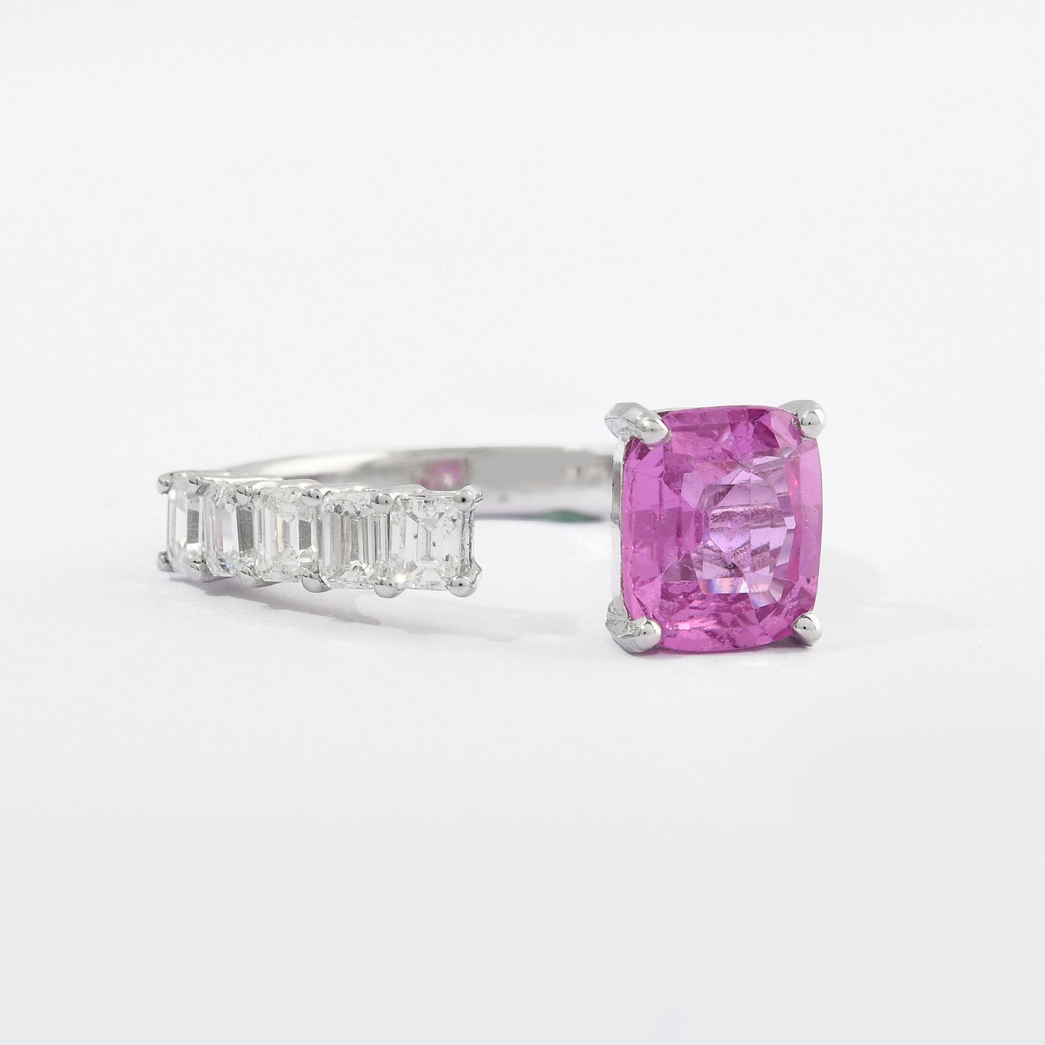 Pink Sapphire &amp; Diamond Floating Ring