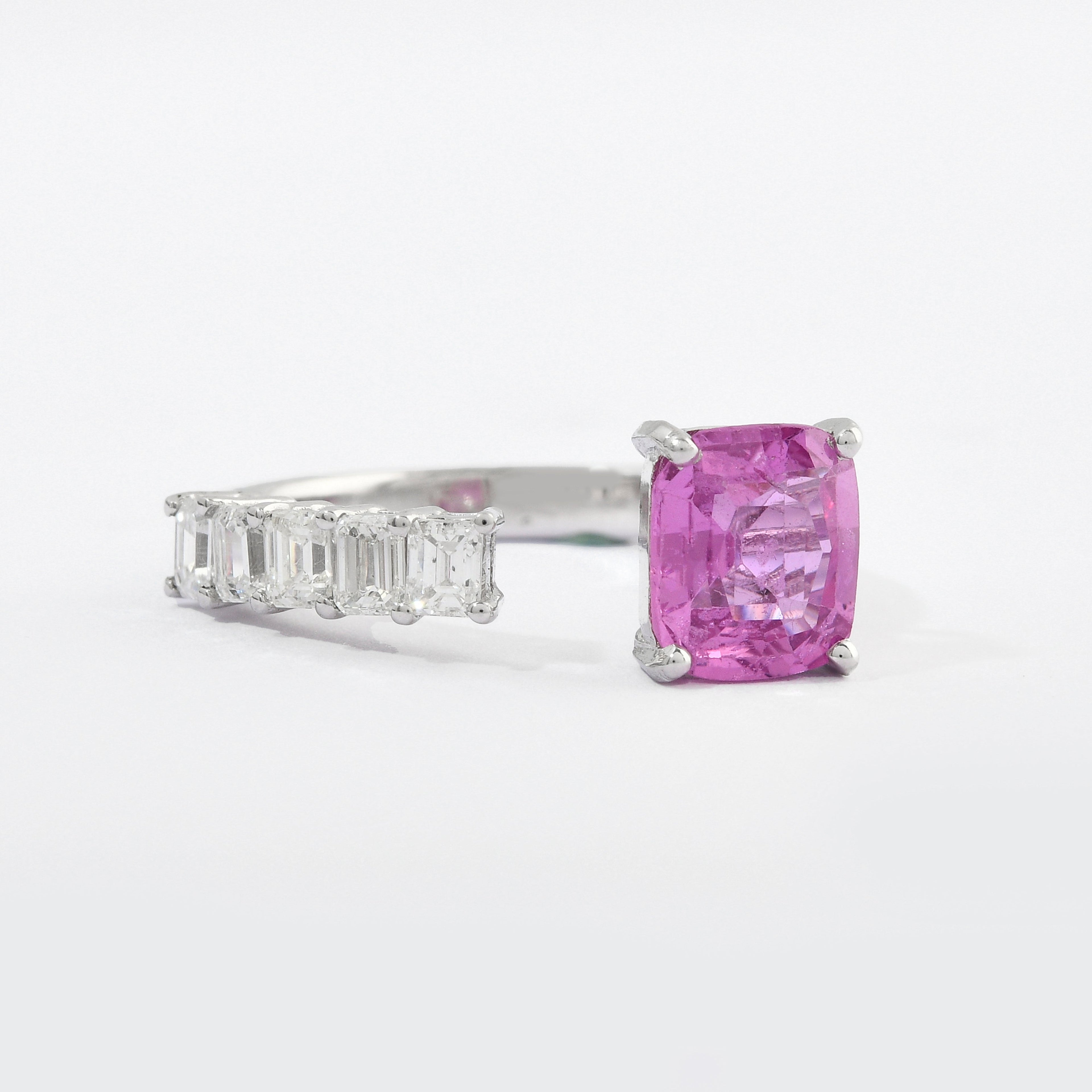 Pink Sapphire &amp; Diamond Floating Ring