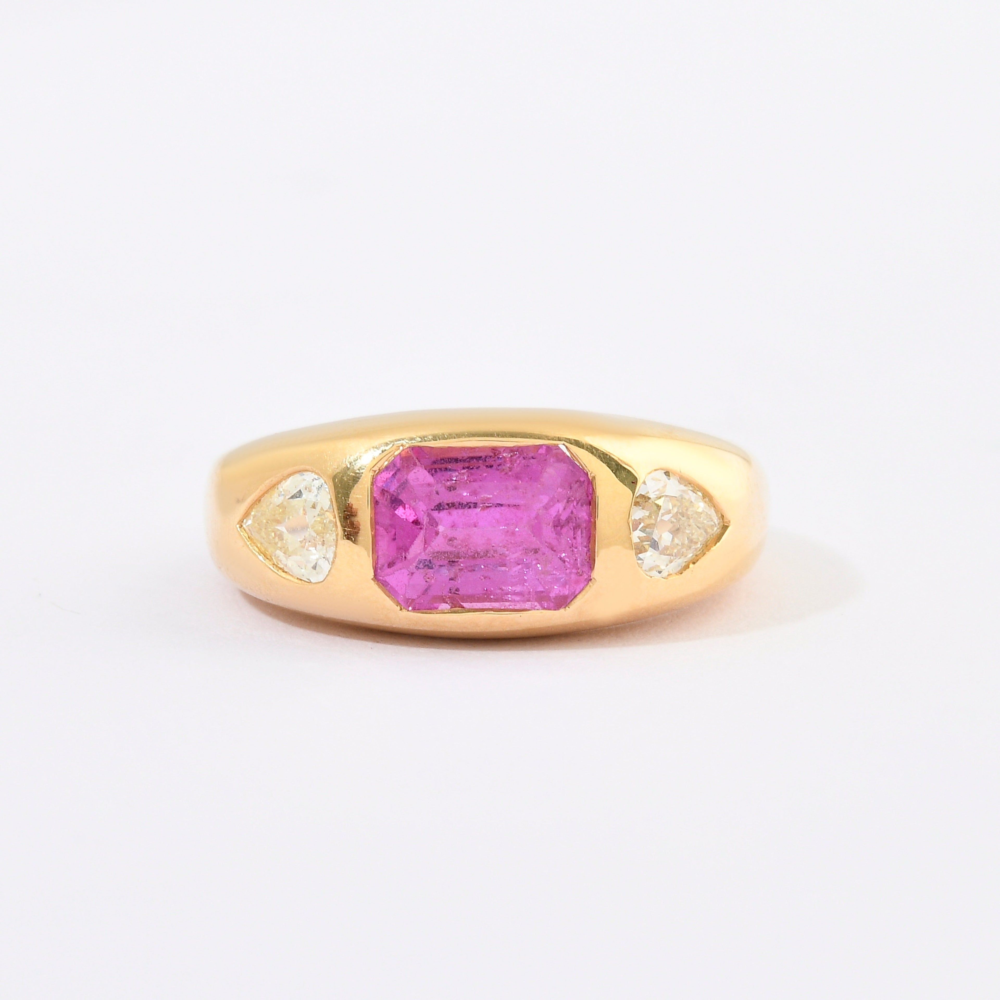 Pink Sapphire &amp; Diamond Chunky Jumbo Ring