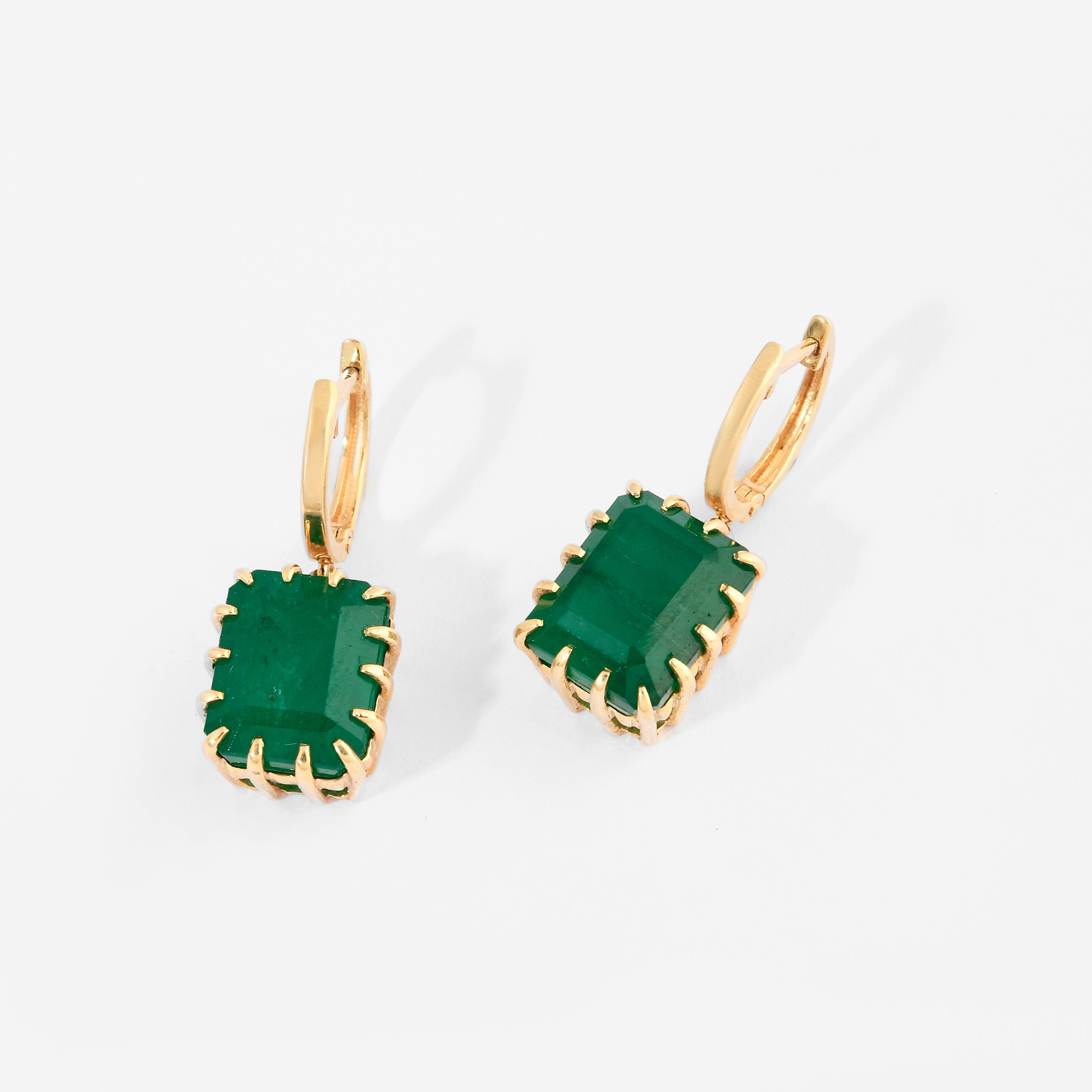 Emerald Prong Hoop Earrings