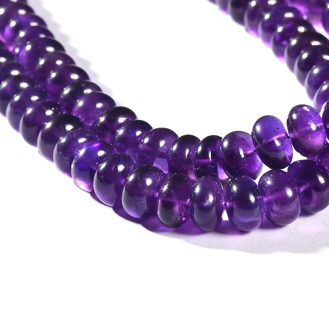 AMETHYST PLAIN ROUNDEL 5-9.5 MM - 1 STRAND - 40 CM