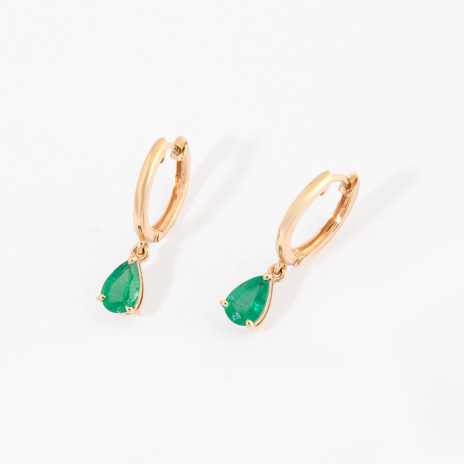 Emerald Pear Hoop Earrings