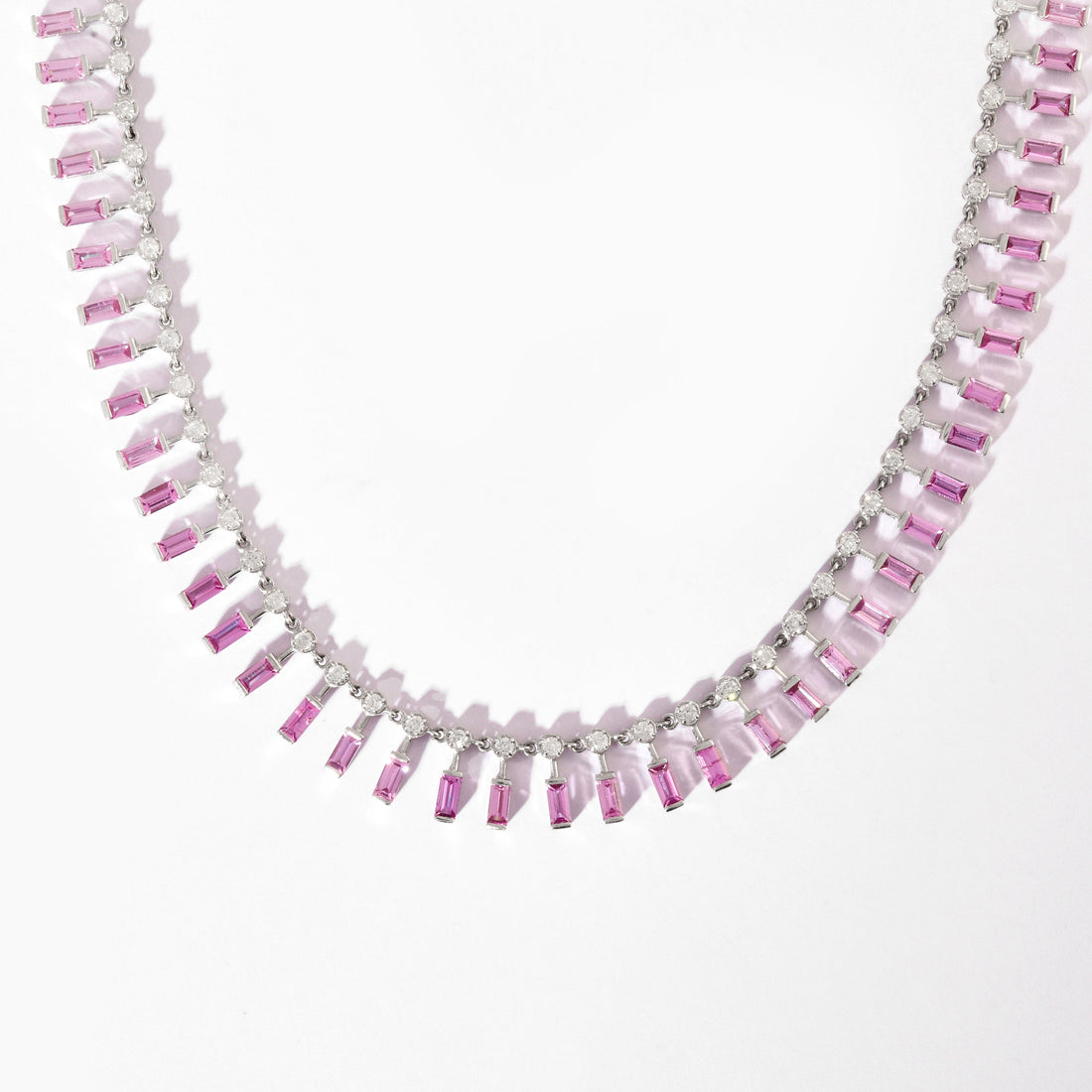 Pink Sapphire &amp; Diamond Princess Necklace