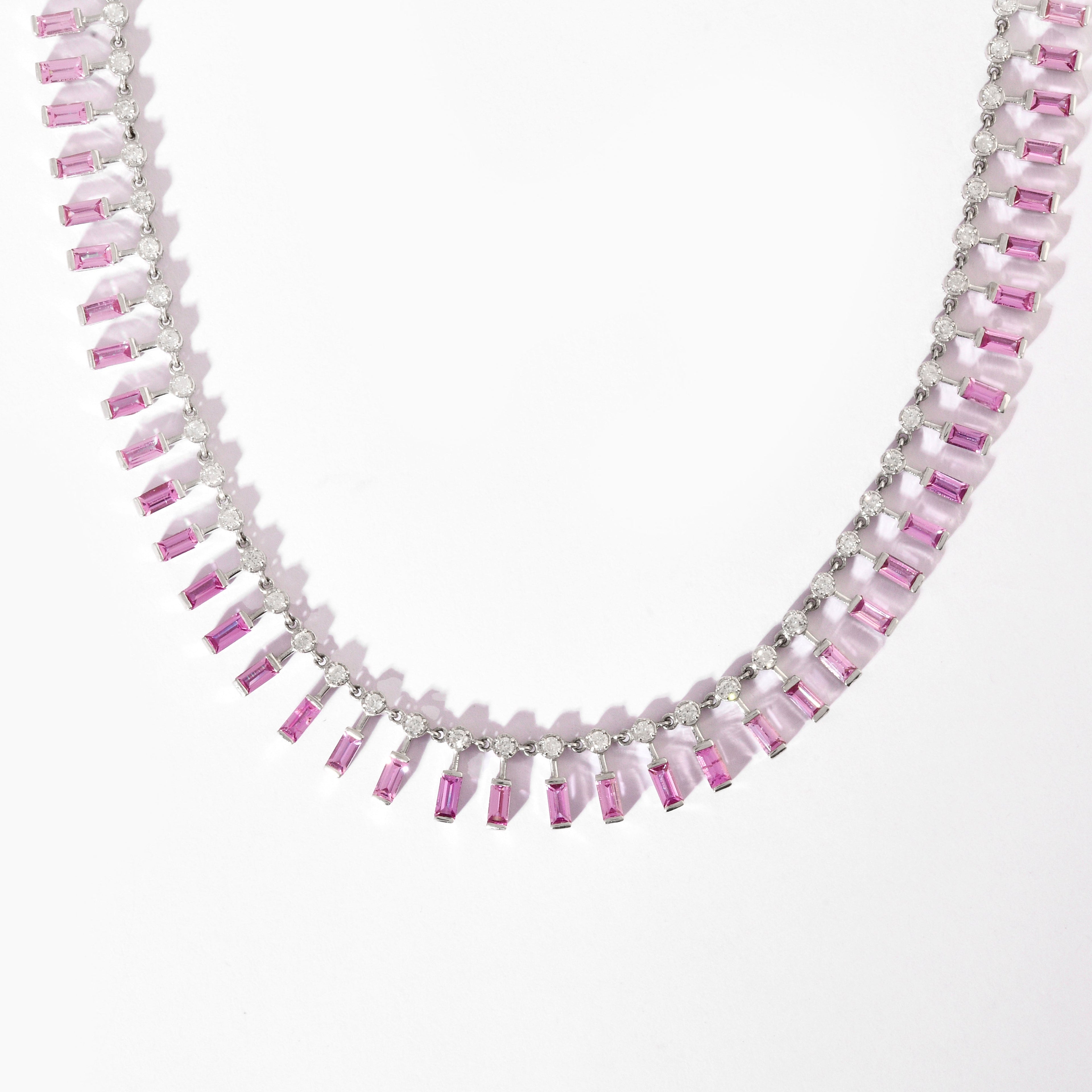 Pink Sapphire &amp; Diamond Princess Necklace