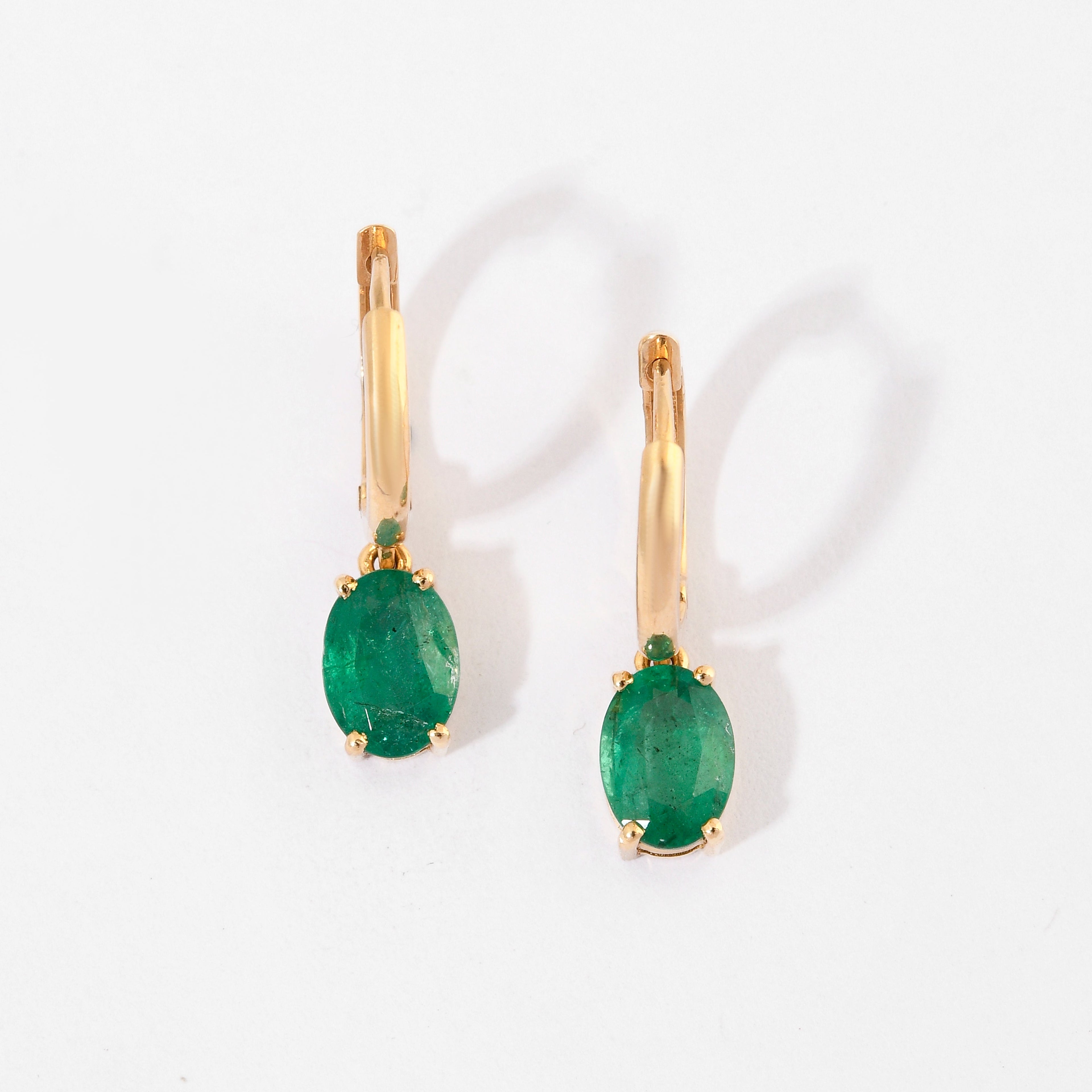 Emerald Oval Hoop Earrings