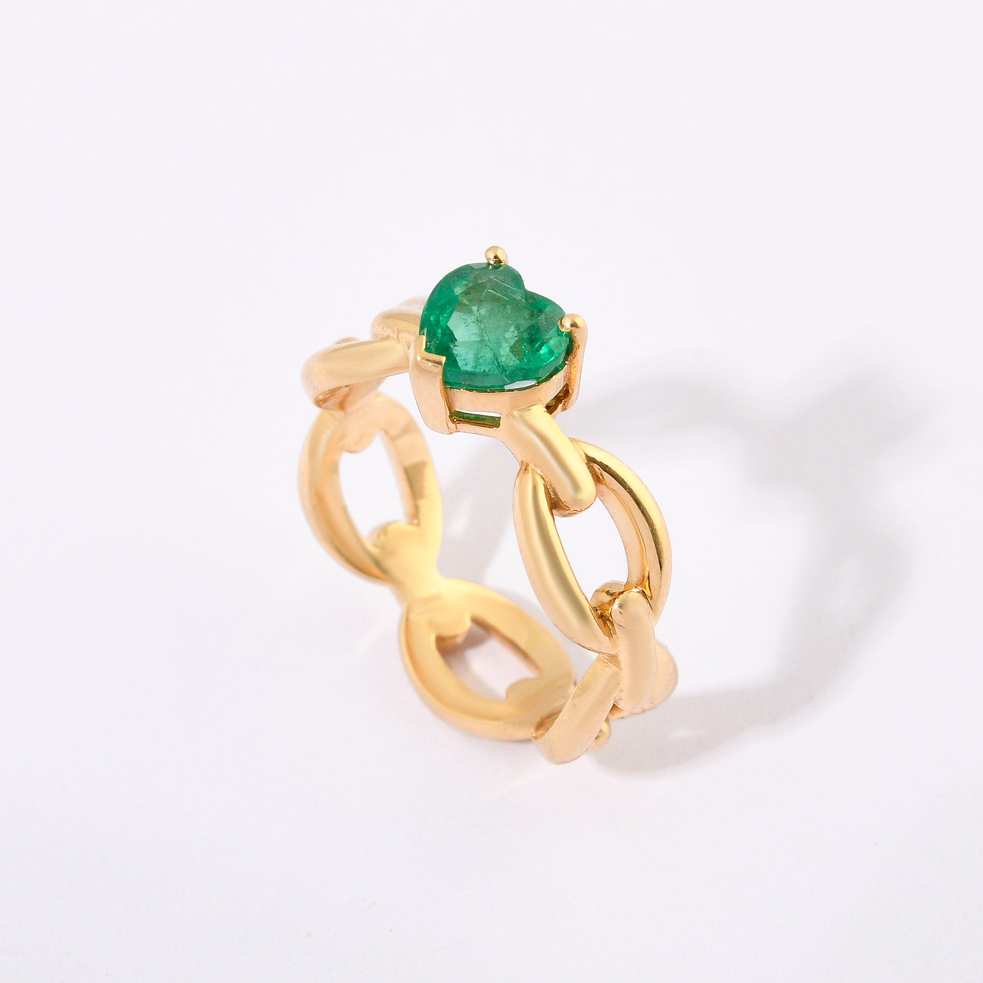 Emerald Chain Heart Ring