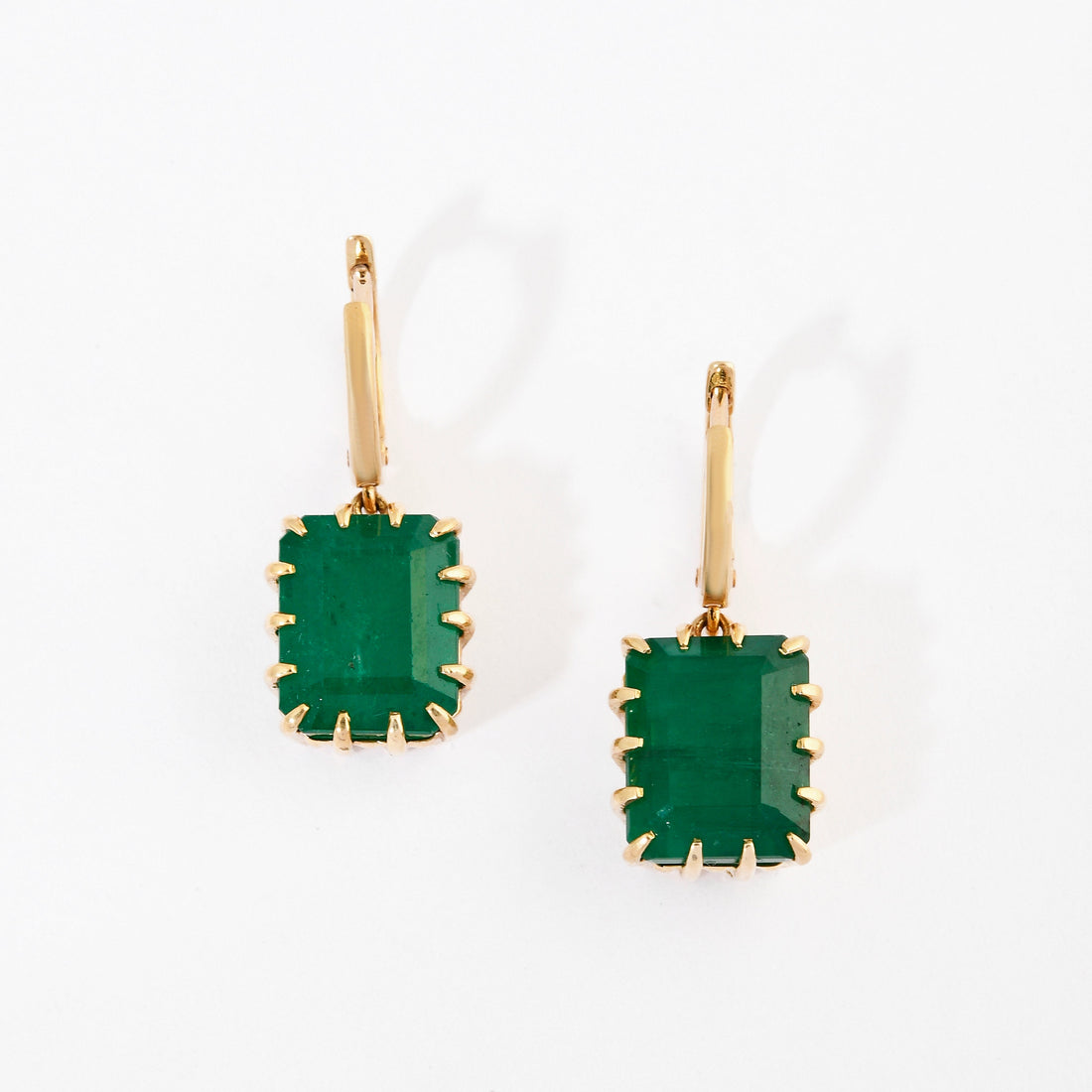 Emerald Prong Hoop Earrings