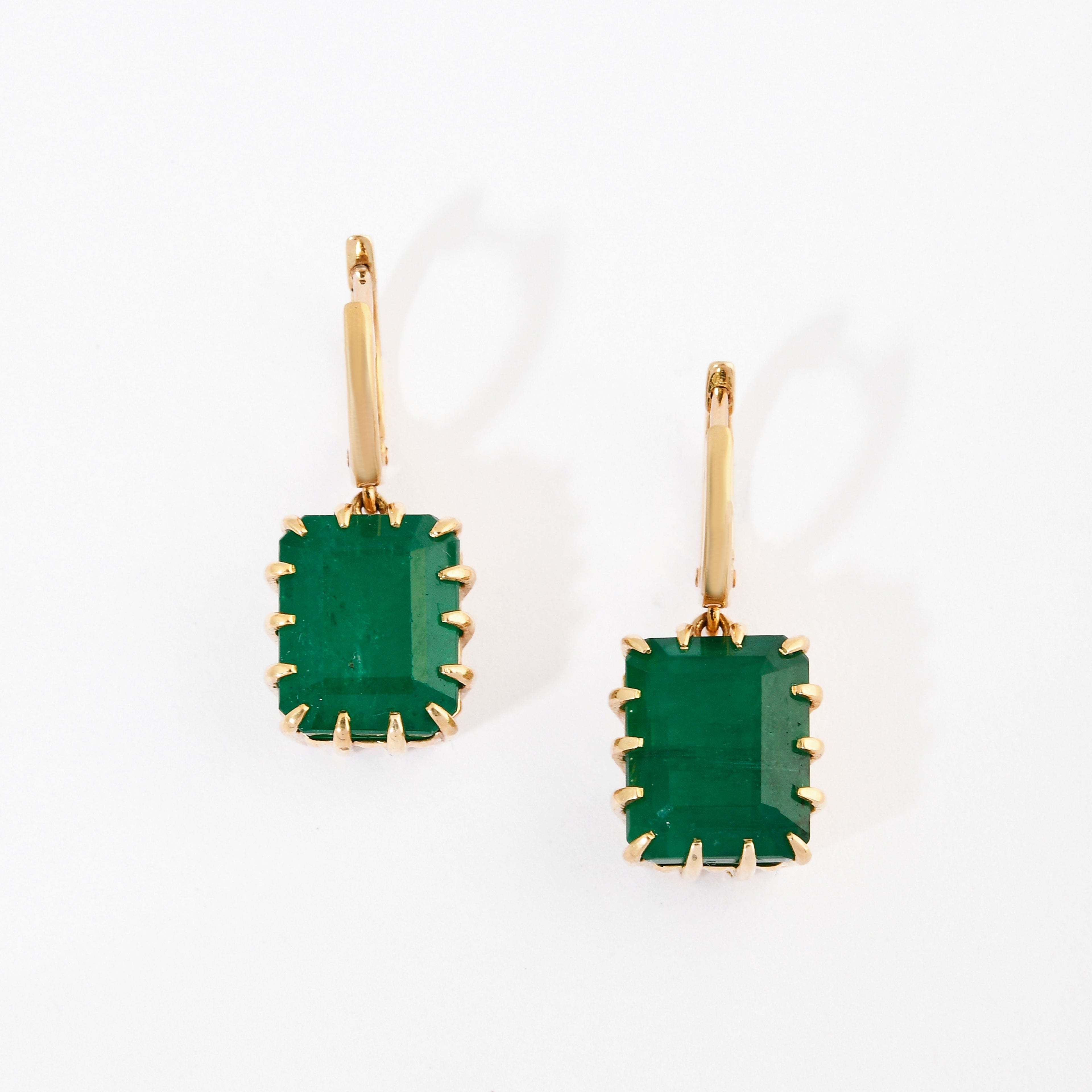 Emerald Prong Hoop Earrings