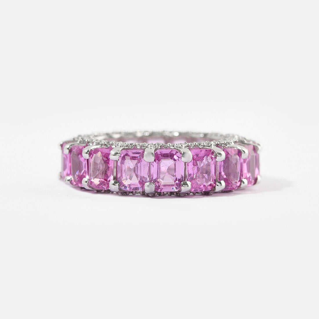 Pink Sapphire &amp; Diamond Eternity Band