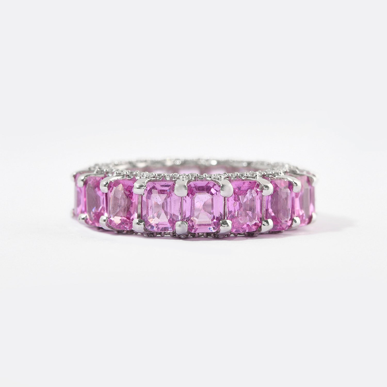 Pink Sapphire &amp; Diamond Eternity Band