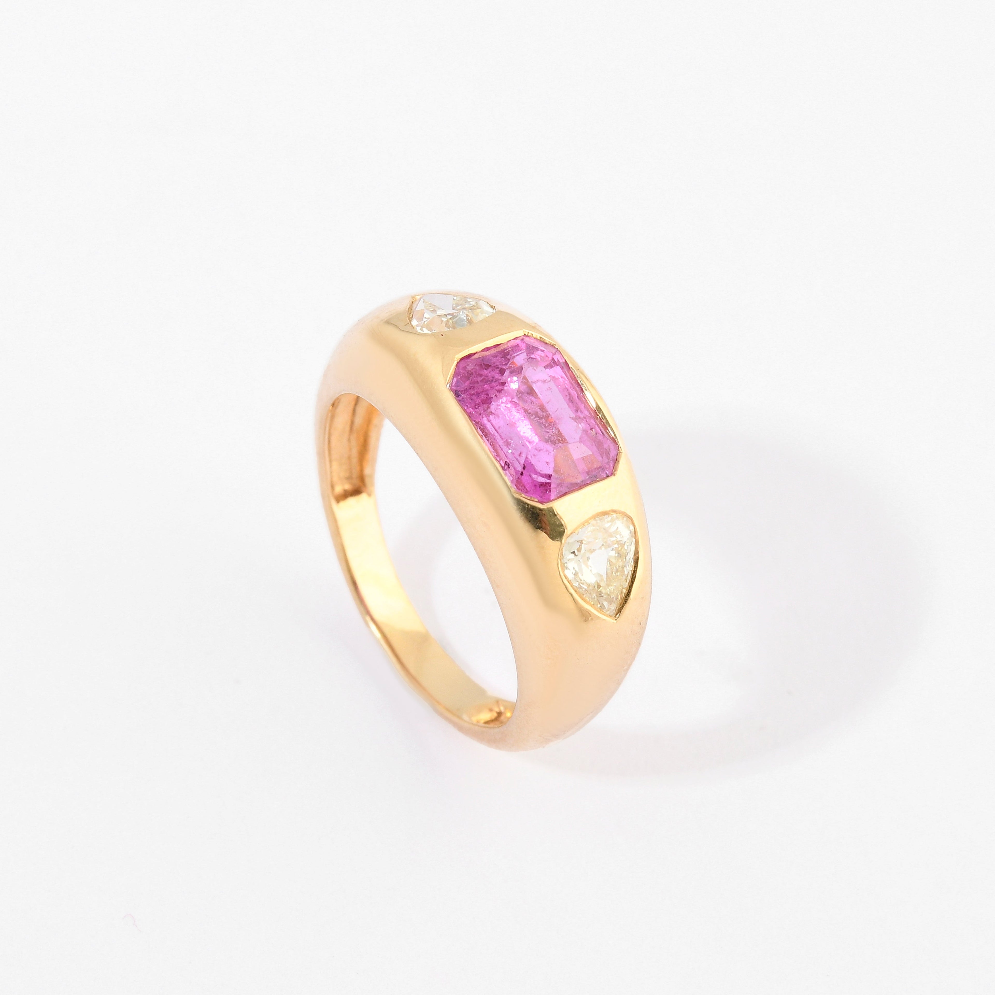 Pink Sapphire &amp; Diamond Chunky Jumbo Ring