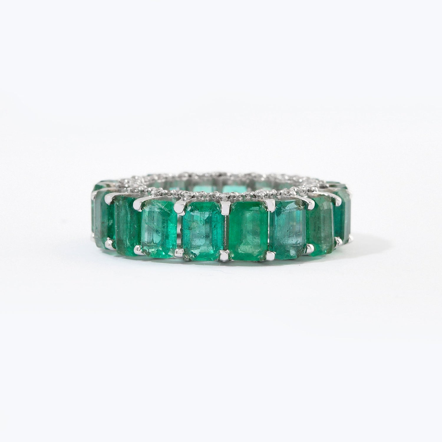 Emerald &amp; Diamond Eternity Band