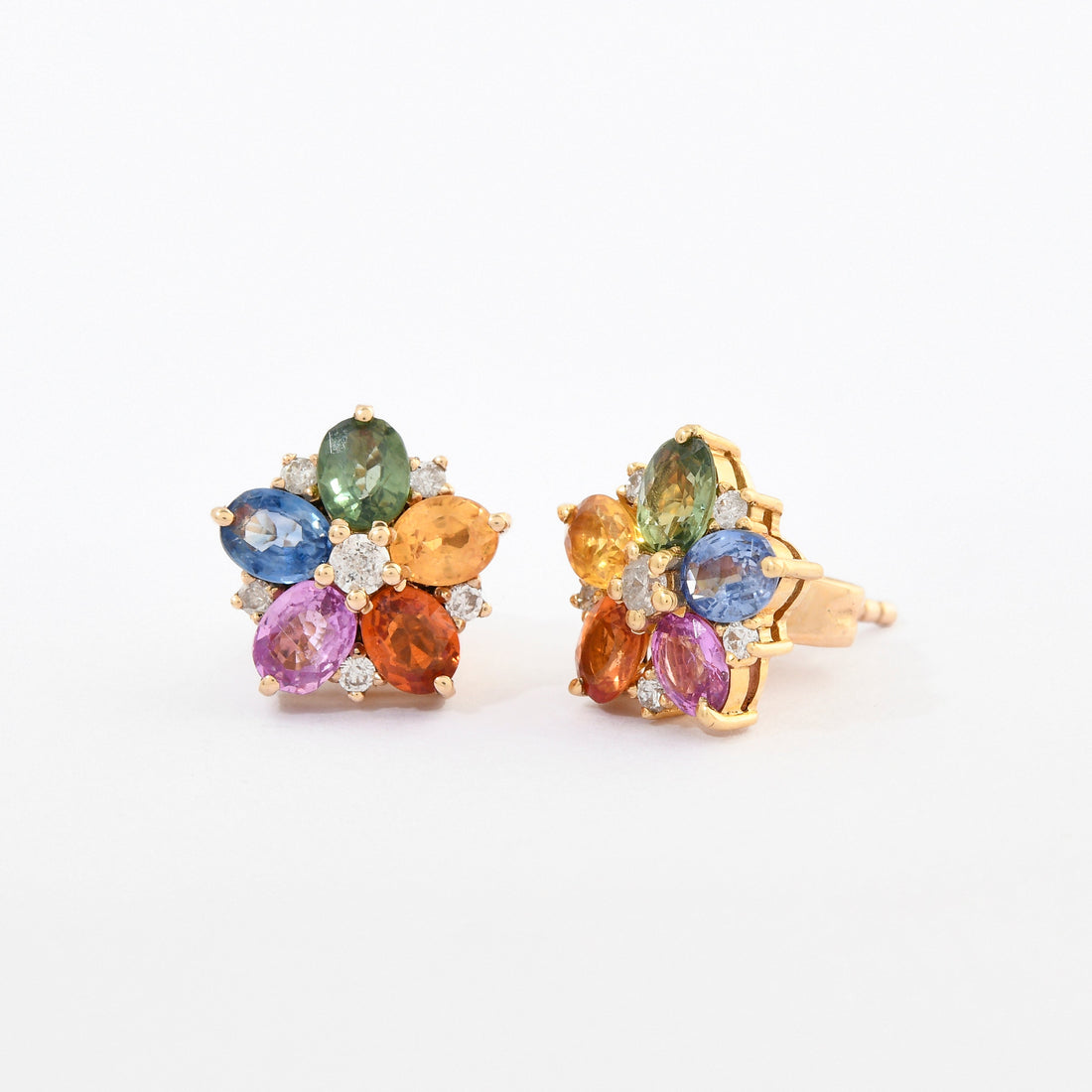 Rainbow Sapphire &amp; Diamond Fiore Studs