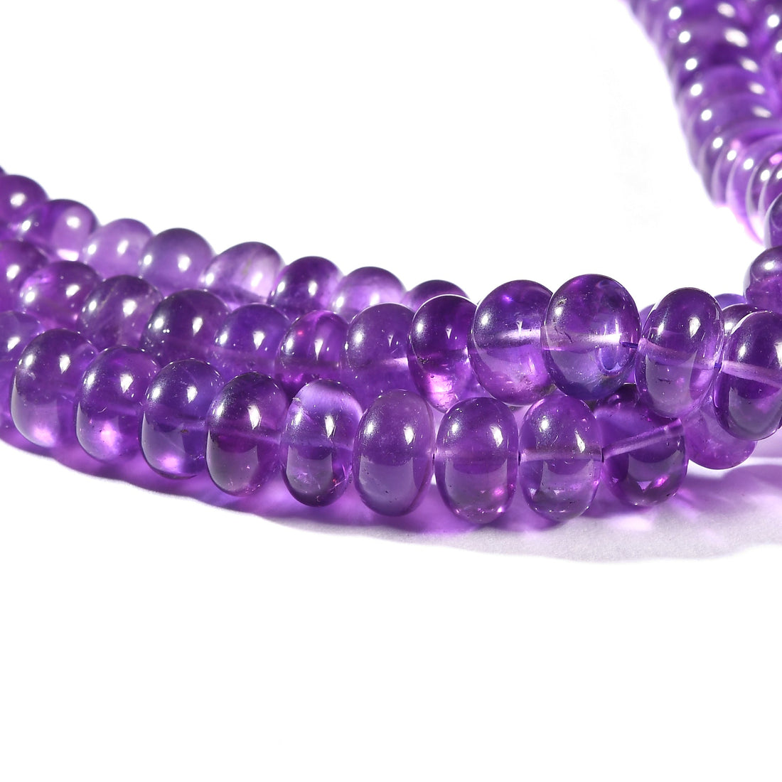 AMETHYST PLAIN ROUNDEL LIGHT 5-9.5 MM - 1 STRAND - 40 CM