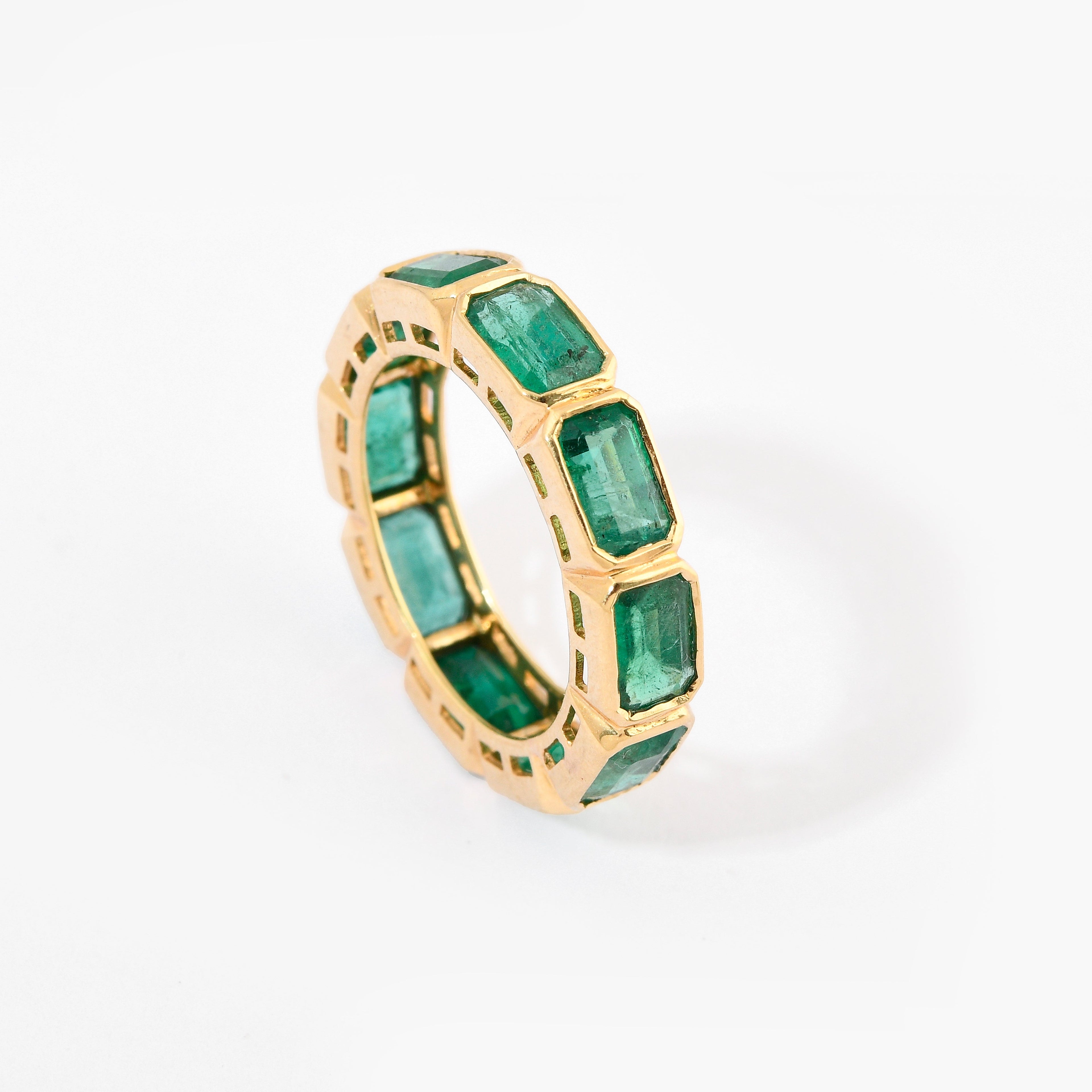 Emerald Bezel Set Eternity Band