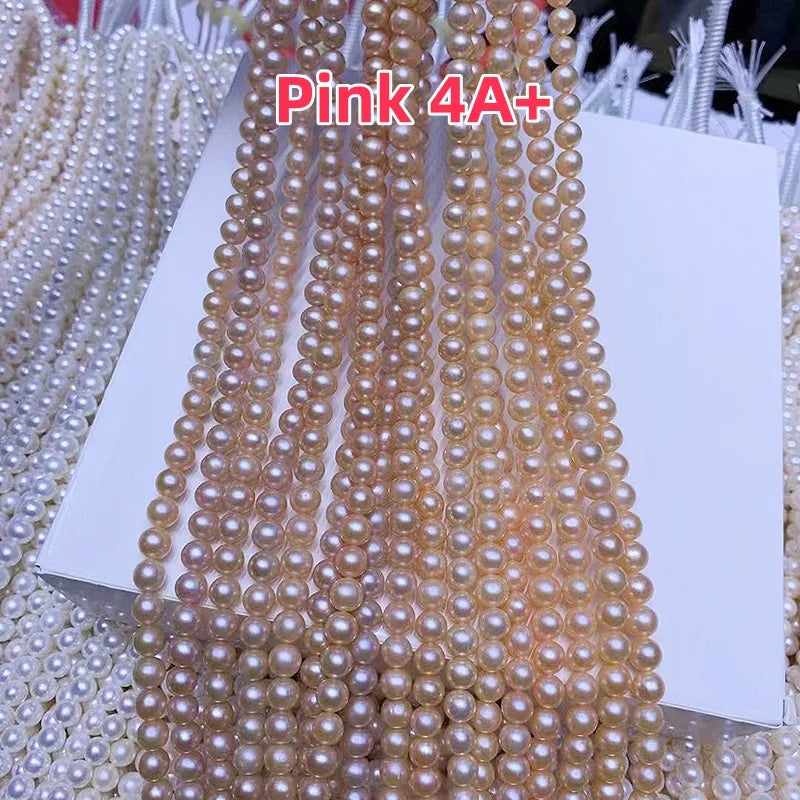 4A 4A+ Natural Freshwater Round Pearl Strand Chain Wholesale Price Jewelry Making DIY Necklace for Woman Gifts