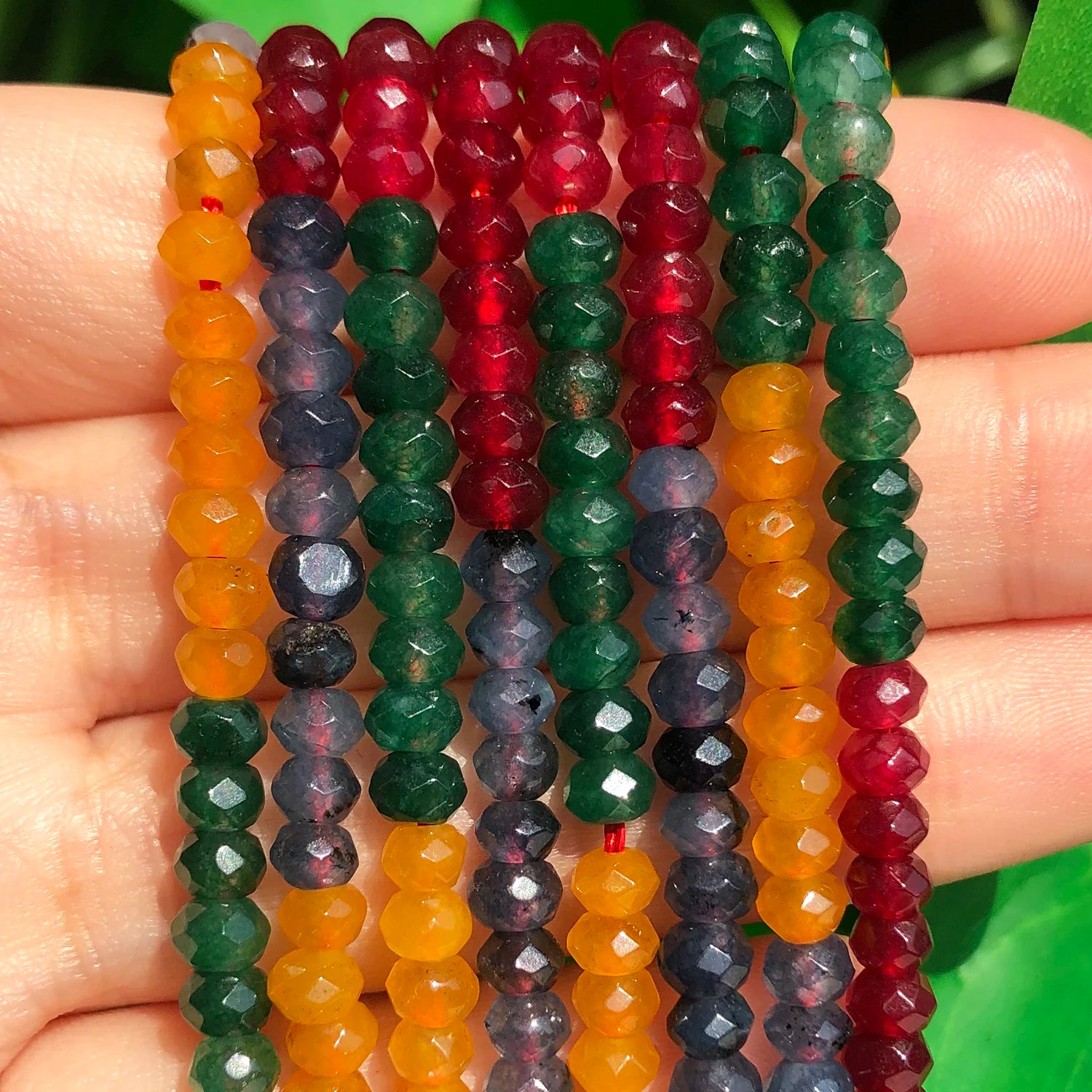 3x5mm Natural Rondelle Stone Beads Faceted Red Rubys Aquamarines Sapphires Beads for Jewelry Making Diy Bracelet Accessories