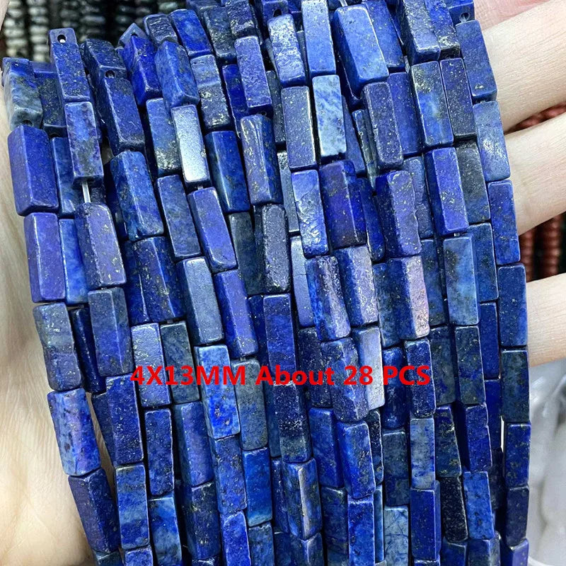 Natural Lapis Lazuli Round Tube Faceted Loose Spacer Stone Beads For Jewelry Making DIY Handmade Bracelets Necklace Accessories