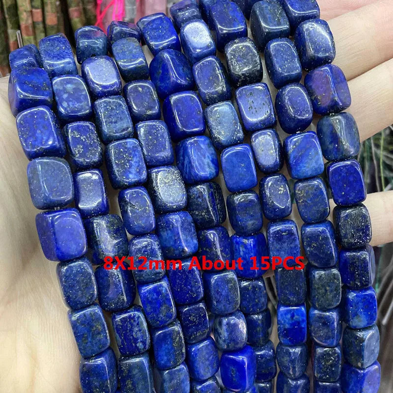 Natural Lapis Lazuli Round Tube Faceted Loose Spacer Stone Beads For Jewelry Making DIY Handmade Bracelets Necklace Accessories