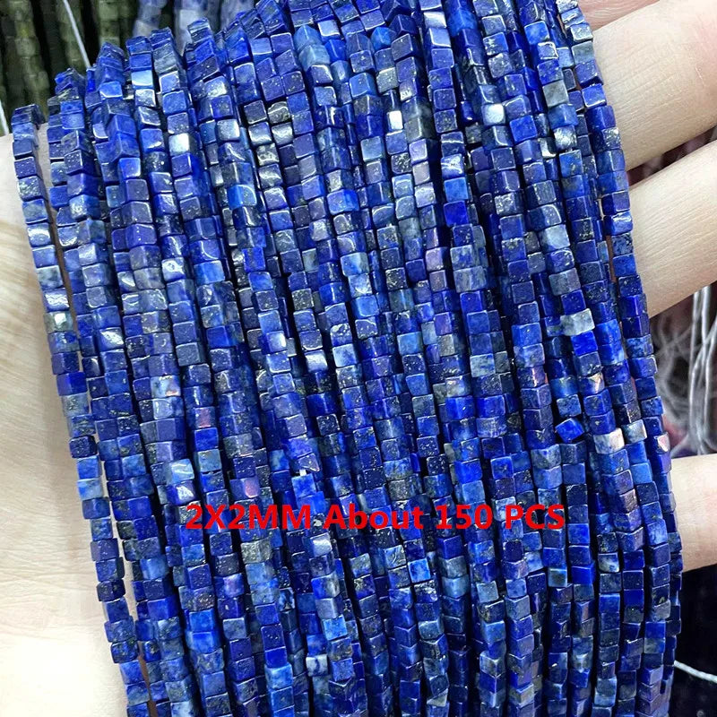 Natural Lapis Lazuli Round Tube Faceted Loose Spacer Stone Beads For Jewelry Making DIY Handmade Bracelets Necklace Accessories