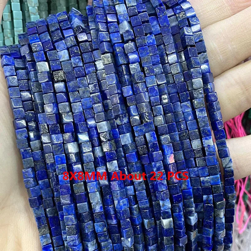 Natural Lapis Lazuli Round Tube Faceted Loose Spacer Stone Beads For Jewelry Making DIY Handmade Bracelets Necklace Accessories