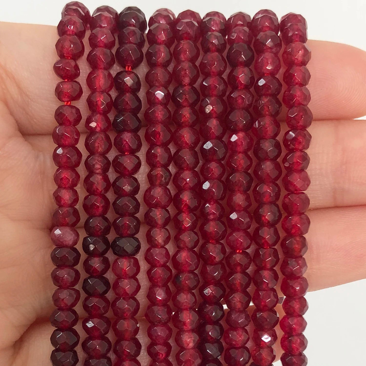 3x5mm Natural Rondelle Stone Beads Faceted Red Rubys Aquamarines Sapphires Beads for Jewelry Making Diy Bracelet Accessories