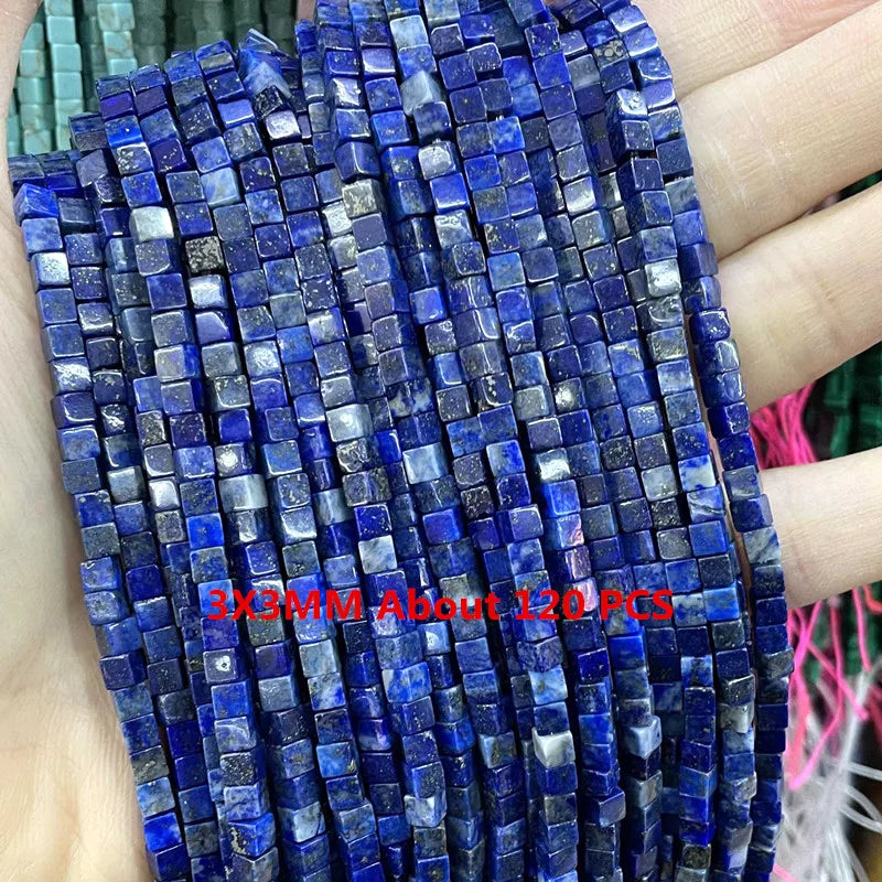 Natural Lapis Lazuli Round Tube Faceted Loose Spacer Stone Beads For Jewelry Making DIY Handmade Bracelets Necklace Accessories