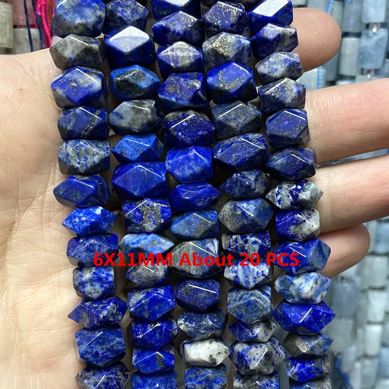 Natural Lapis Lazuli Round Tube Faceted Loose Spacer Stone Beads For Jewelry Making DIY Handmade Bracelets Necklace Accessories