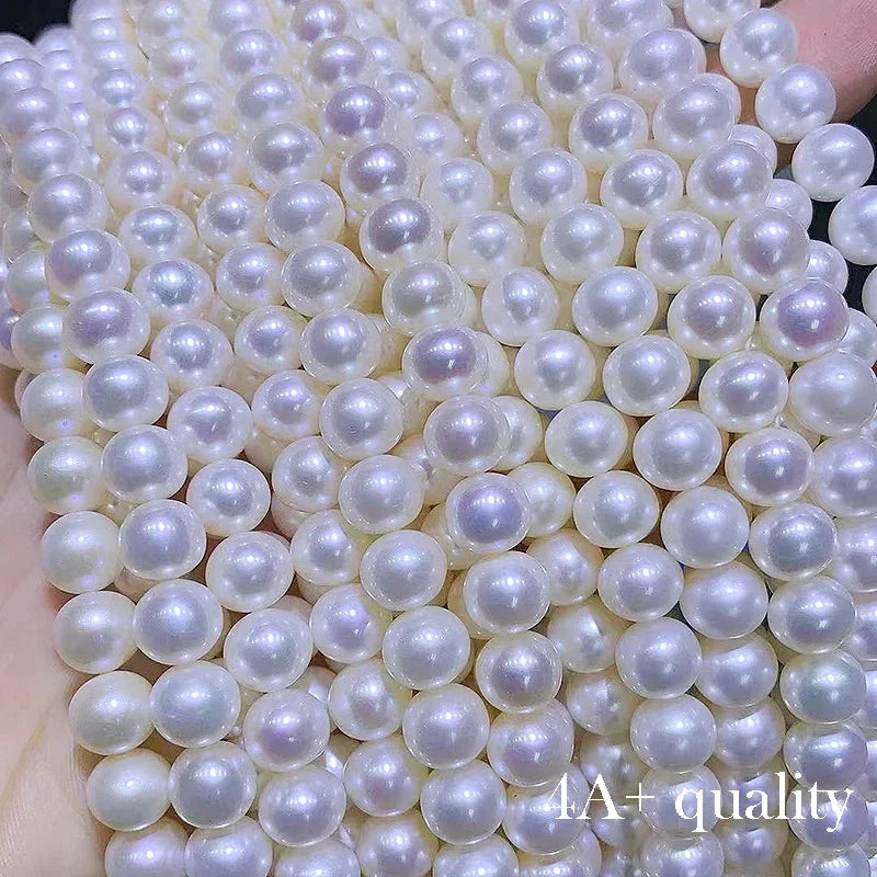 4A 4A+ Natural Freshwater Round Pearl Strand Chain Wholesale Price Jewelry Making DIY Necklace for Woman Gifts