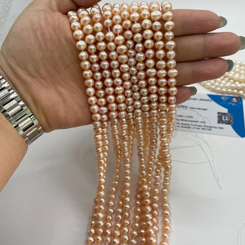 4A 4A+ Natural Freshwater Round Pearl Strand Chain Wholesale Price Jewelry Making DIY Necklace for Woman Gifts