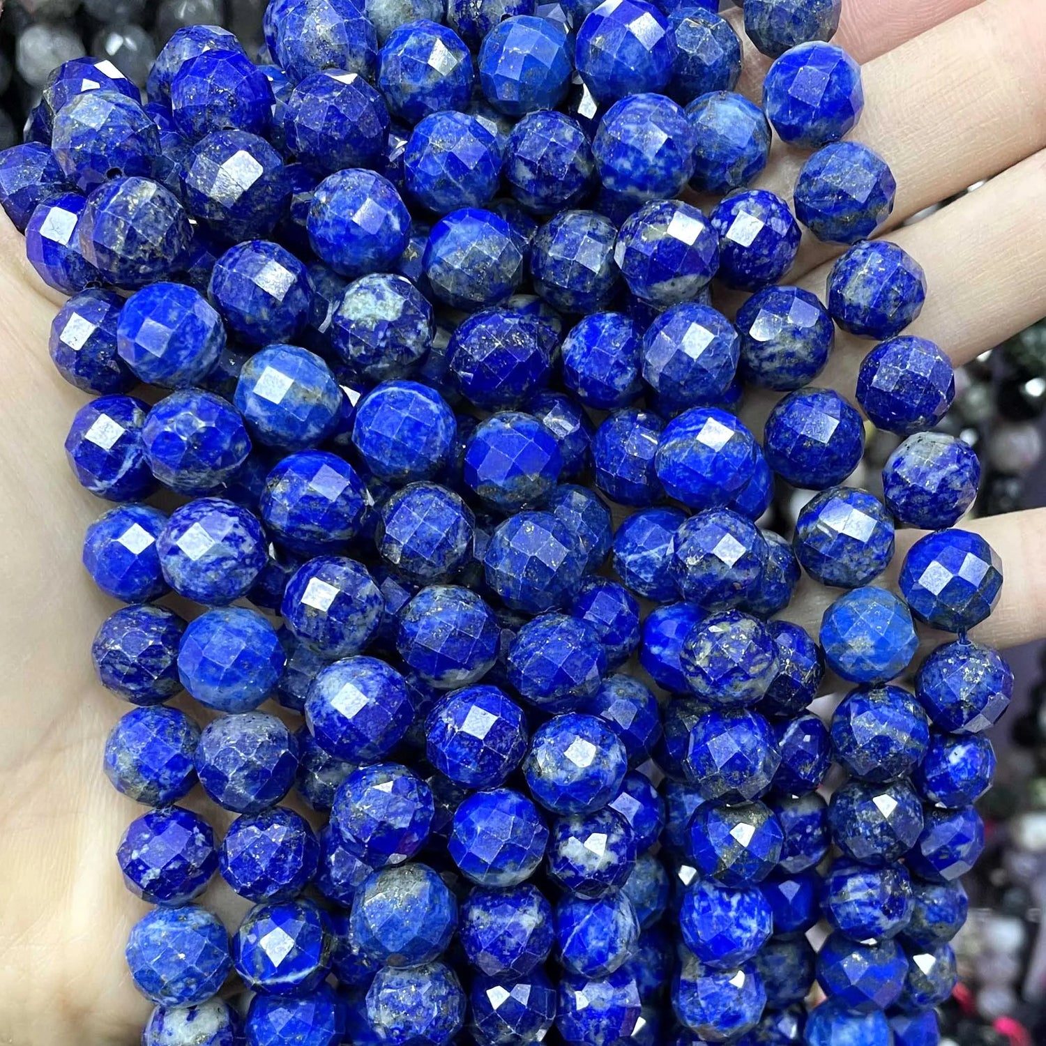 Natural Lapis Lazuli Round Tube Faceted Loose Spacer Stone Beads For Jewelry Making DIY Handmade Bracelets Necklace Accessories