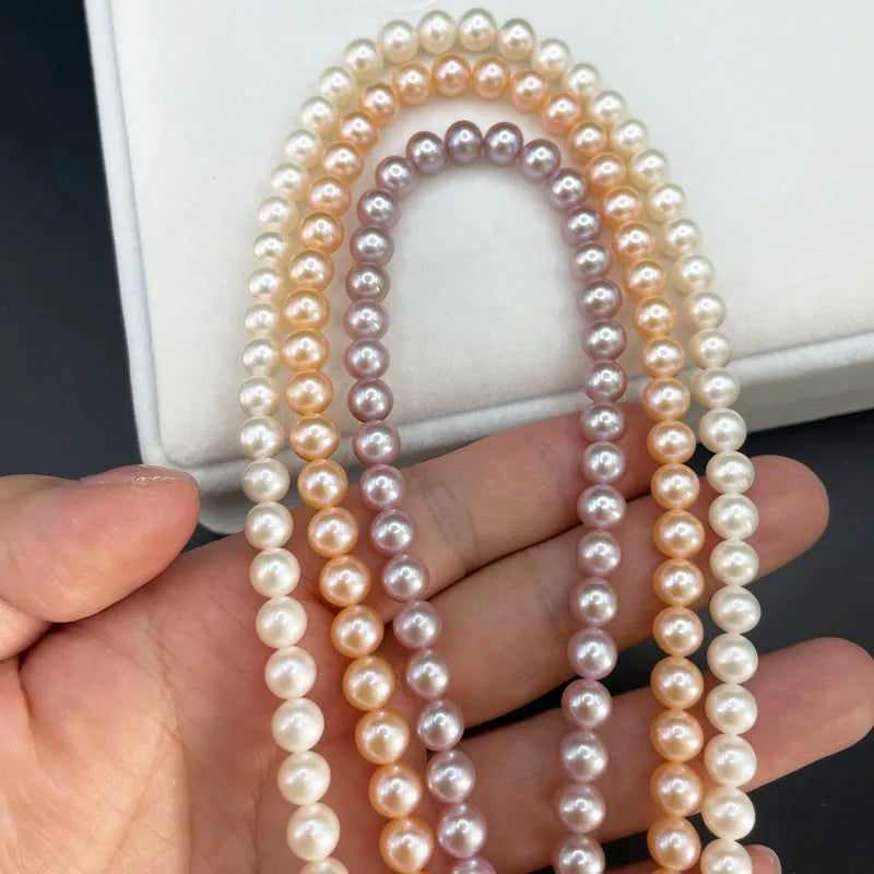 4A 4A+ Natural Freshwater Round Pearl Strand Chain Wholesale Price Jewelry Making DIY Necklace for Woman Gifts