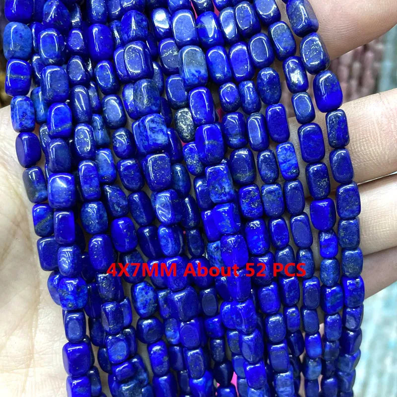 Natural Lapis Lazuli Round Tube Faceted Loose Spacer Stone Beads For Jewelry Making DIY Handmade Bracelets Necklace Accessories