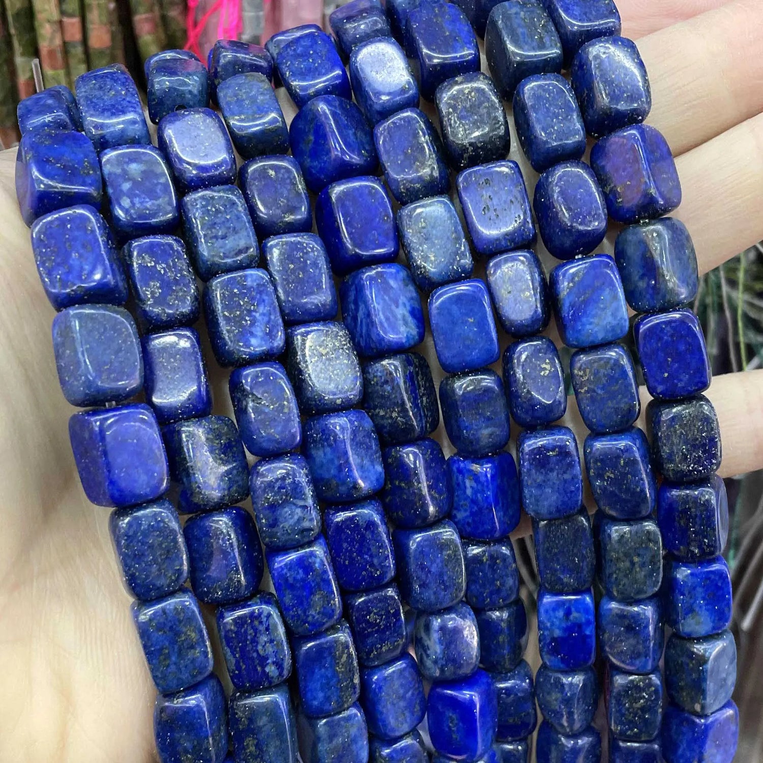 Natural Lapis Lazuli Round Tube Faceted Loose Spacer Stone Beads For Jewelry Making DIY Handmade Bracelets Necklace Accessories