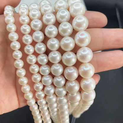 4A 4A+ Natural Freshwater Round Pearl Strand Chain Wholesale Price Jewelry Making DIY Necklace for Woman Gifts