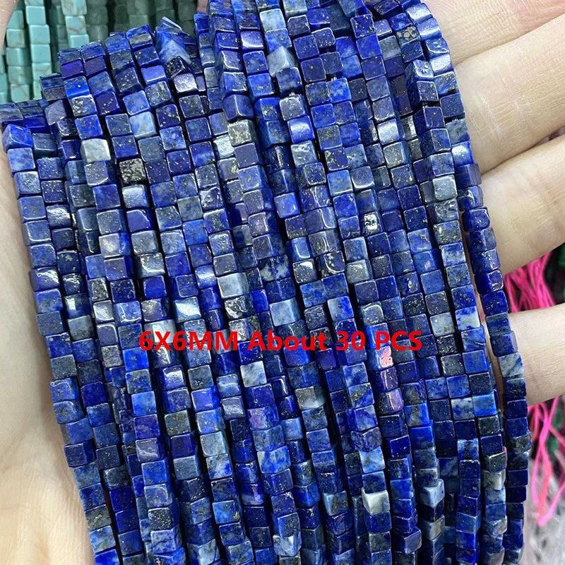 Natural Lapis Lazuli Round Tube Faceted Loose Spacer Stone Beads For Jewelry Making DIY Handmade Bracelets Necklace Accessories